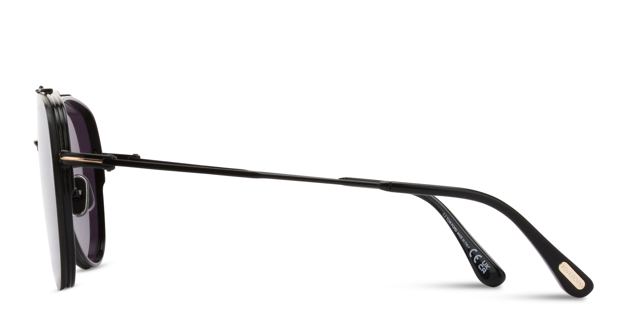TOM FORD Leon Pilot Sunglasses in Shiny Black – Product Photo 4