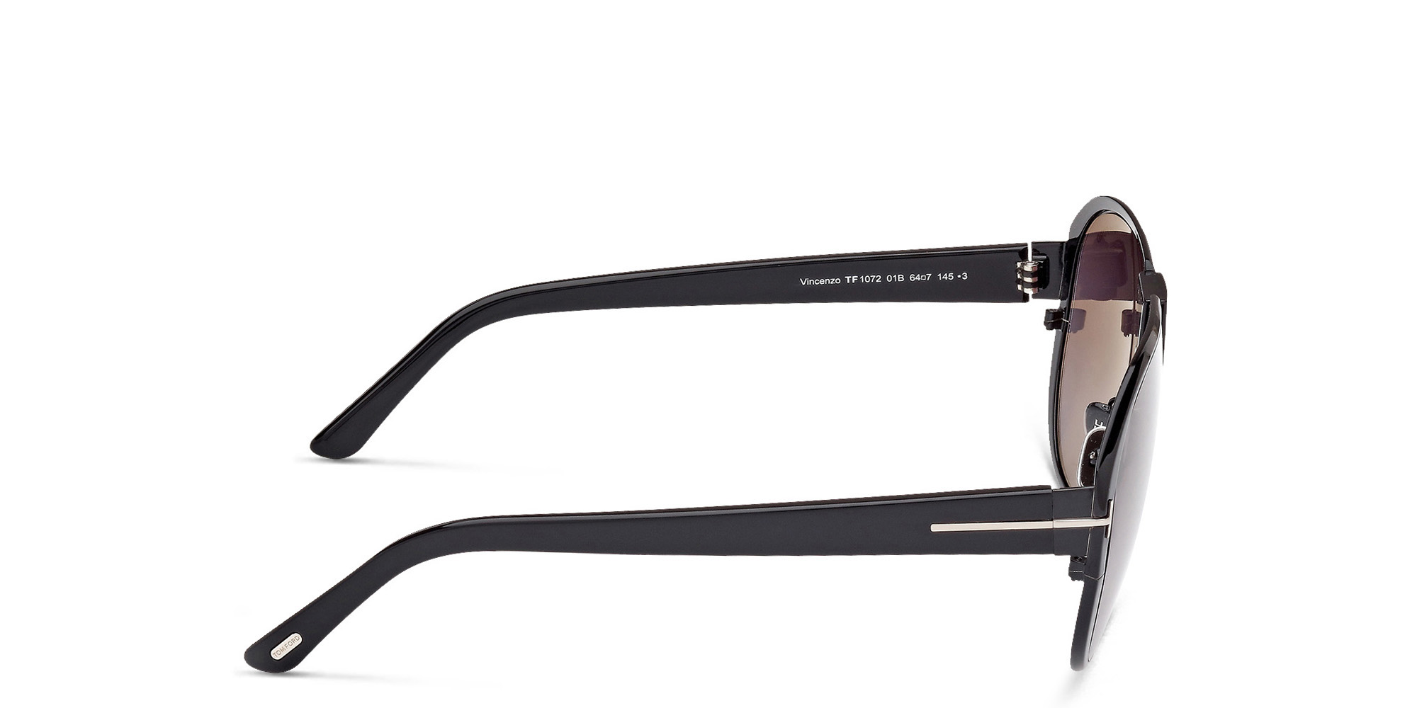 TOM FORD Vincenzo Pilot Sunglasses in Shiny Black – Product Photo 3