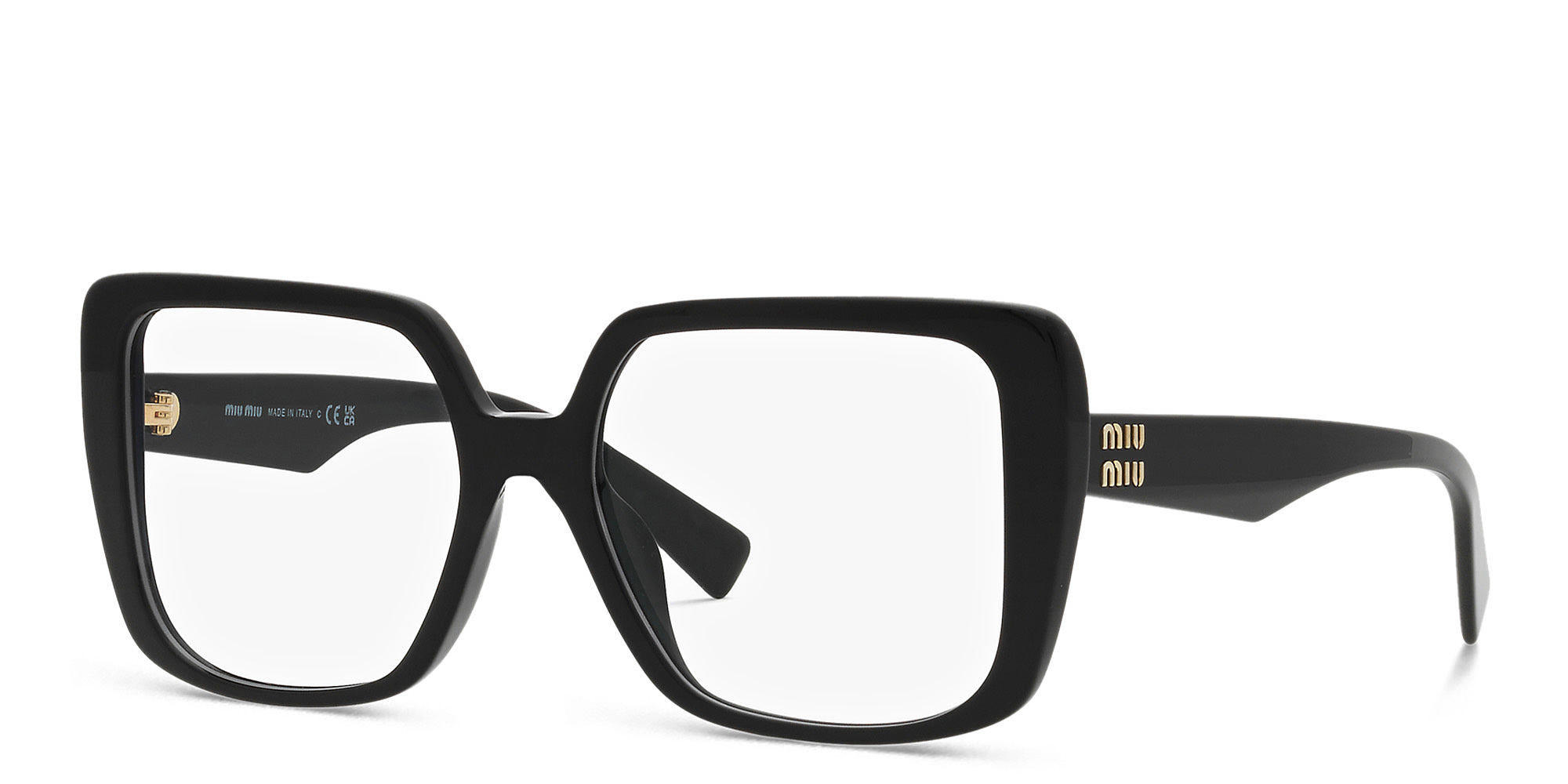 Shop MIU MIU Square Eyeglasses in Black online.