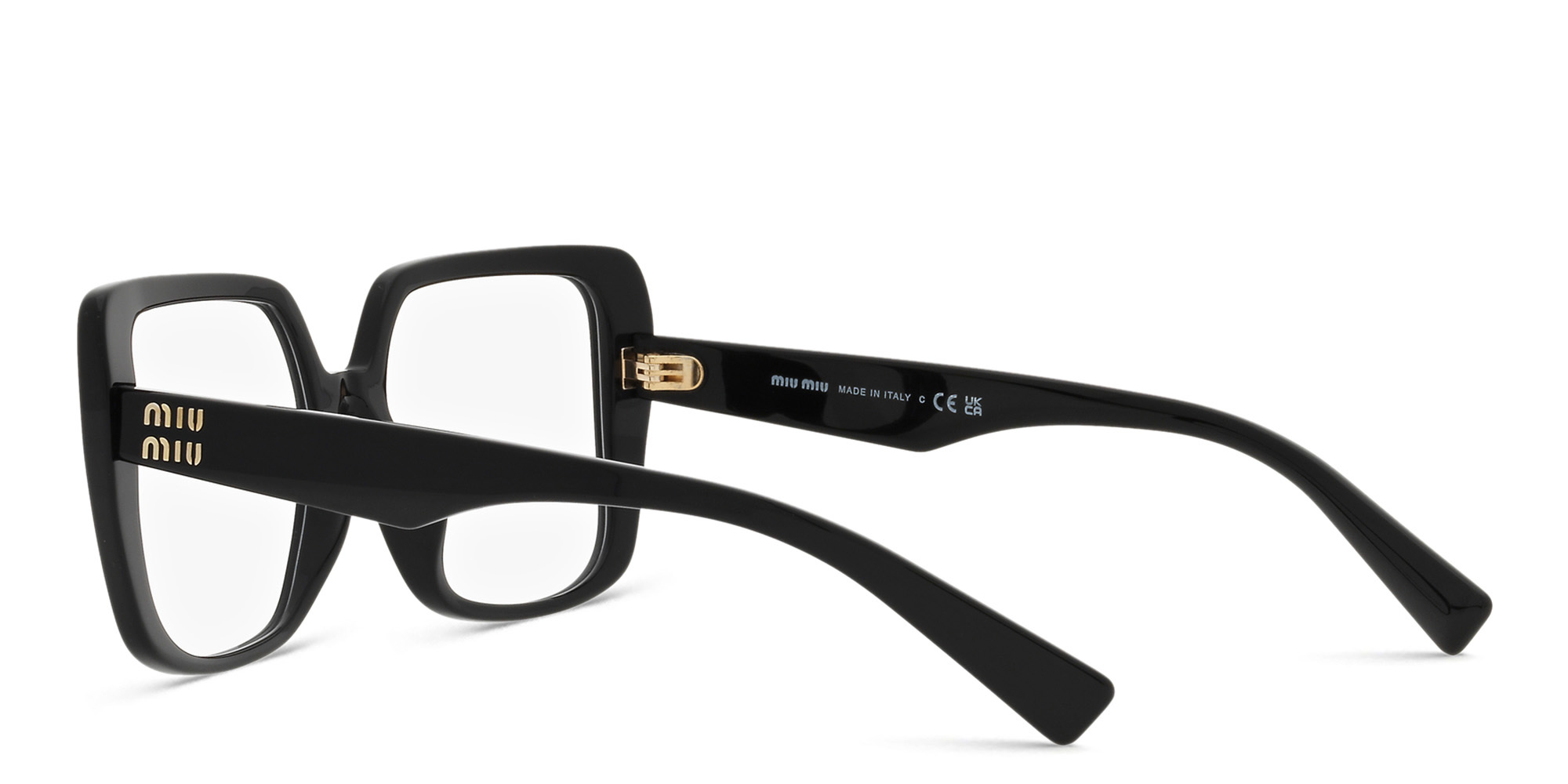 Shop MIU MIU Square Eyeglasses in Black online.
