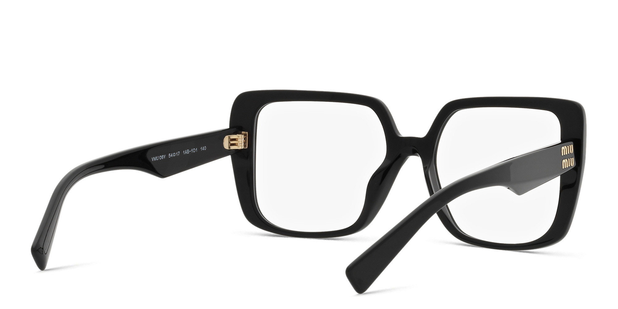 Shop MIU MIU Square Eyeglasses in Black online.
