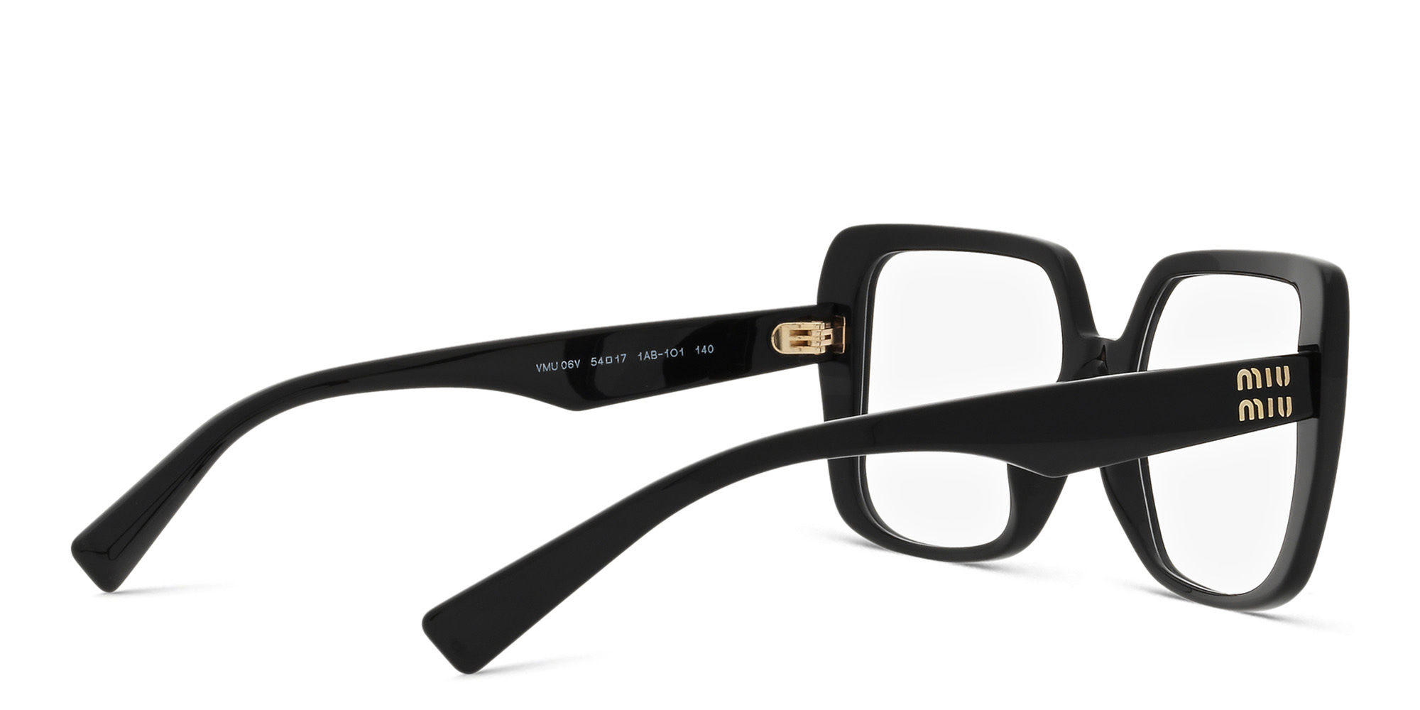 Shop MIU MIU Square Eyeglasses in Black online.