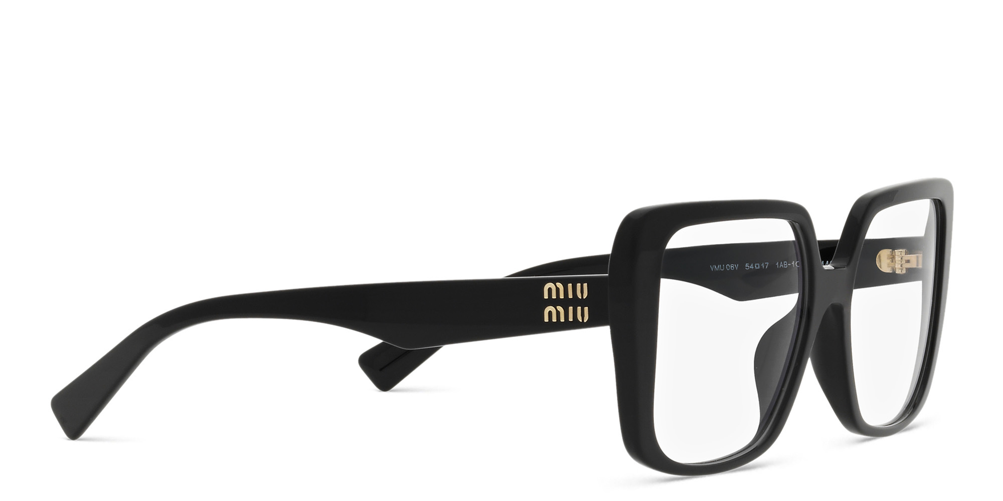 Shop MIU MIU Square Eyeglasses in Black online.