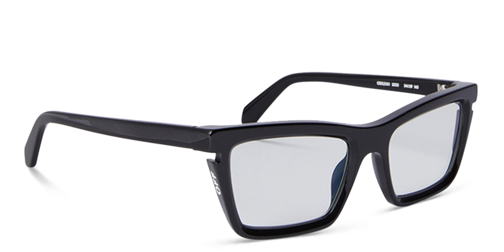 OFF WHITE Style 50 Unisex Wide Cat-Eye Eyeglasses in Black – Product Photo 2