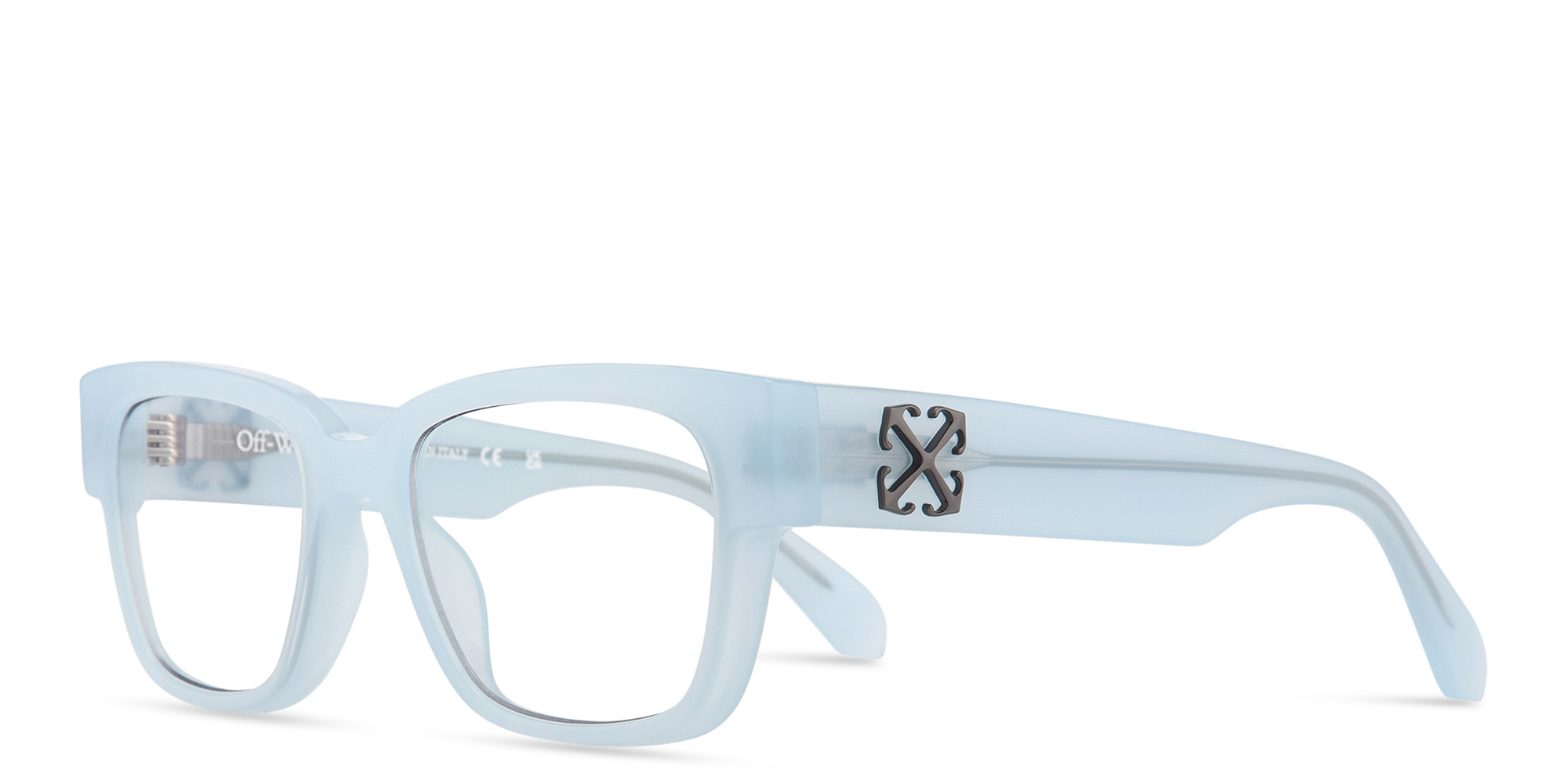 Shop OFF WHITE Arrows Motif Unisex Square Eyeglasses in Blue online.