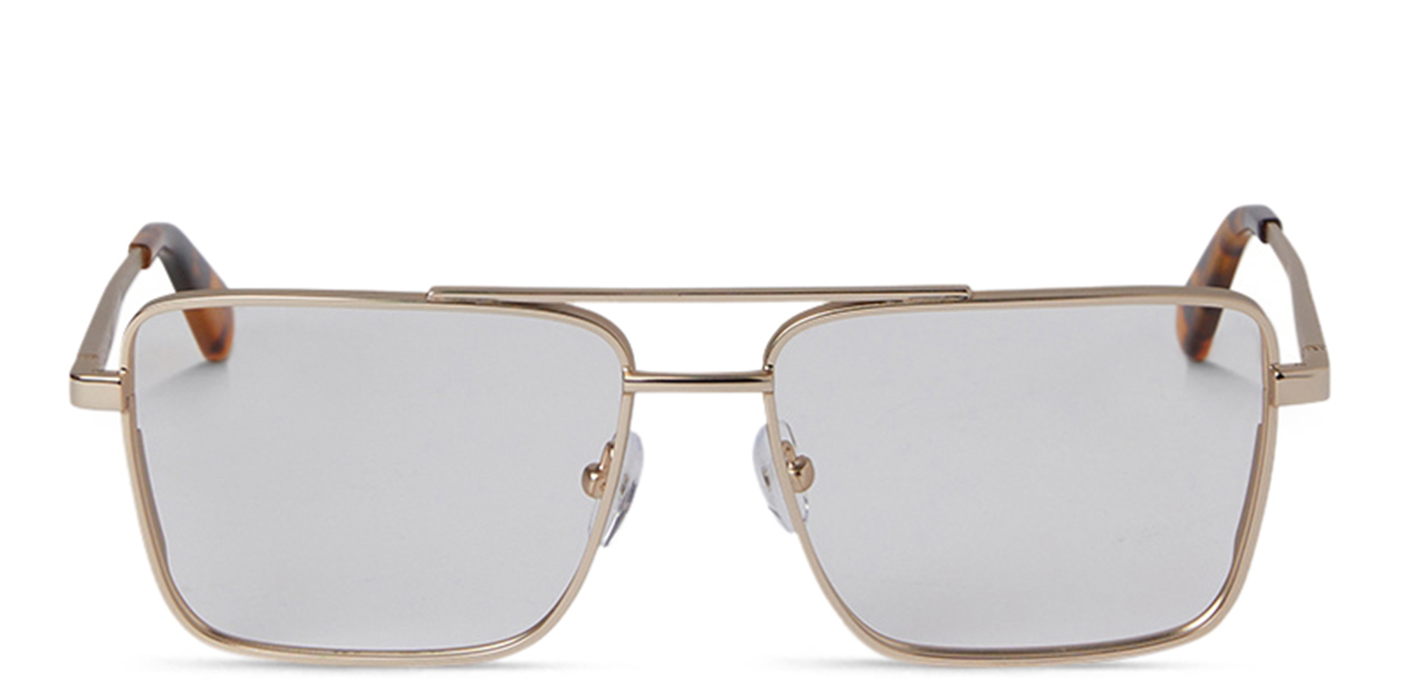 Shop OFF WHITE Style 66 Unisex Wide Rectangle Eyeglasses in Gold online.