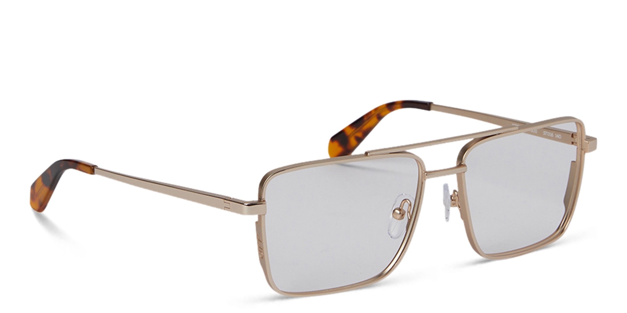 Shop OFF WHITE Style 66 Unisex Wide Rectangle Eyeglasses in Gold online.