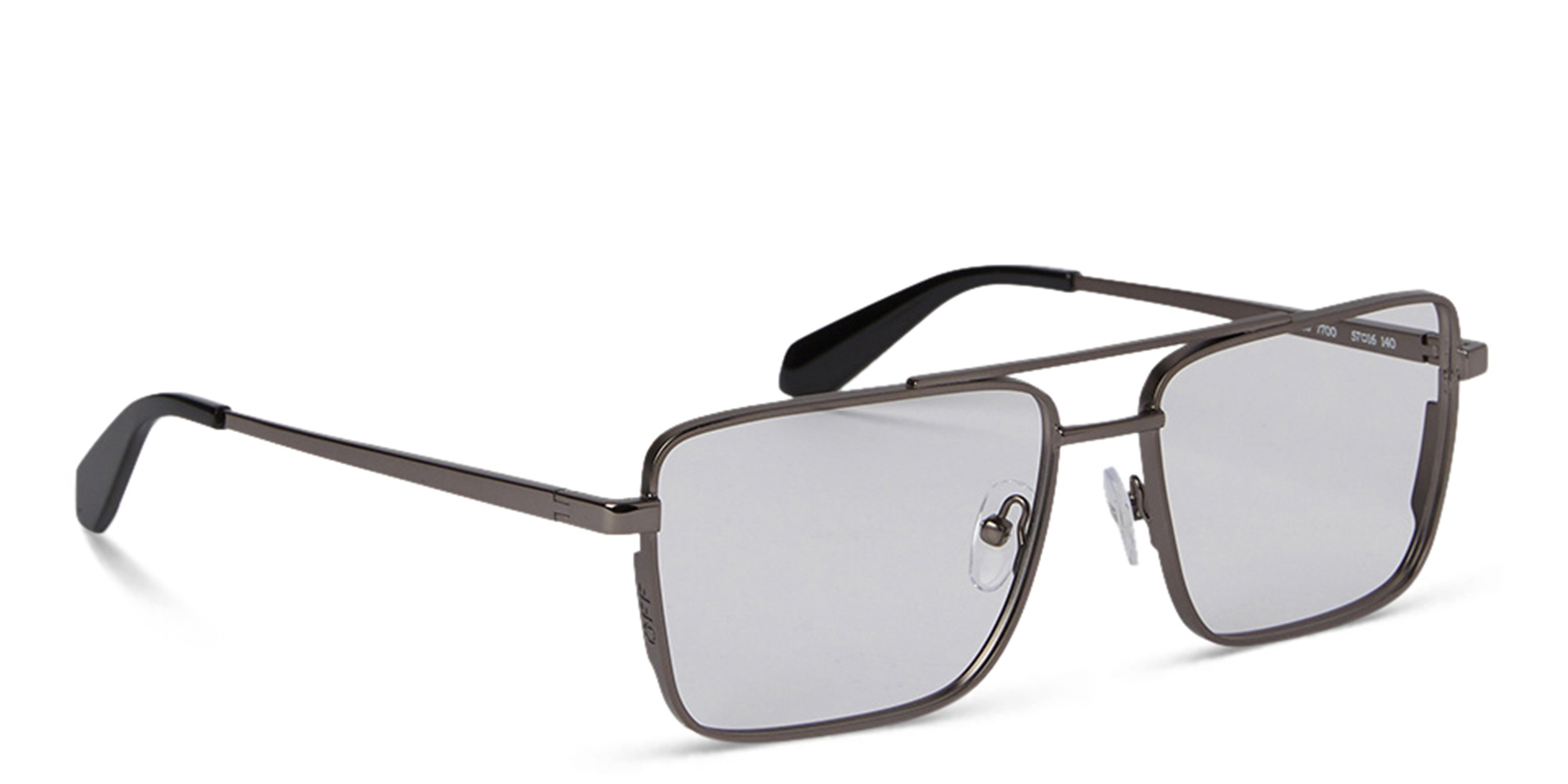 Shop OFF WHITE Style 66 Unisex Wide Rectangle Eyeglasses in Gunmetal online.