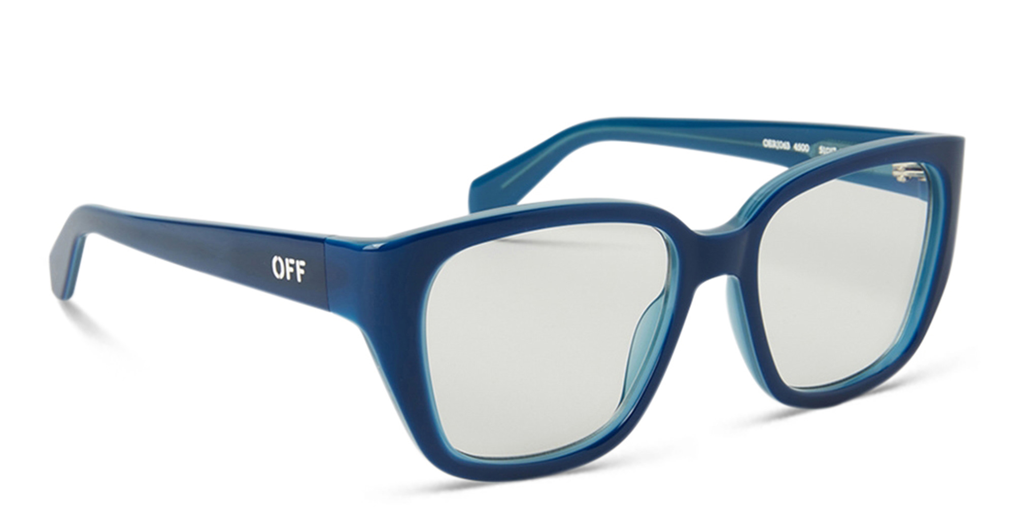 Shop OFF WHITE Style 63 Unisex Square Eyeglasses in Blue online.