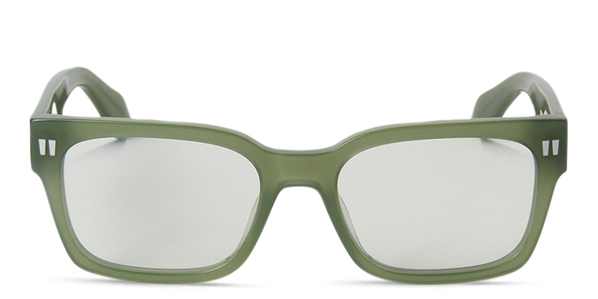 OFF WHITE Style 53 Unisex Wide Square Eyeglasses in Olive Green – Product Photo 1