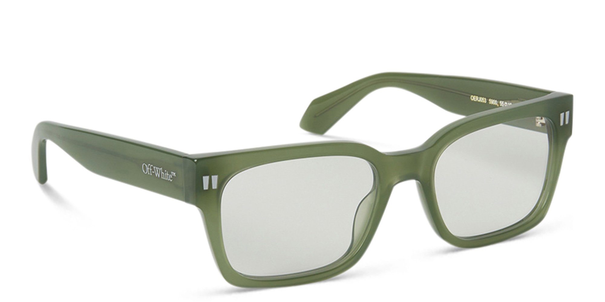 OFF WHITE Style 53 Unisex Wide Square Eyeglasses in Olive Green – Product Photo 2