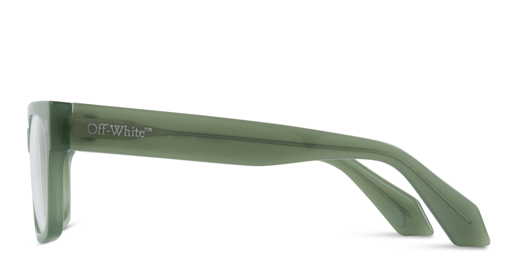 OFF WHITE Style 53 Unisex Wide Square Eyeglasses in Olive Green – Product Photo 4