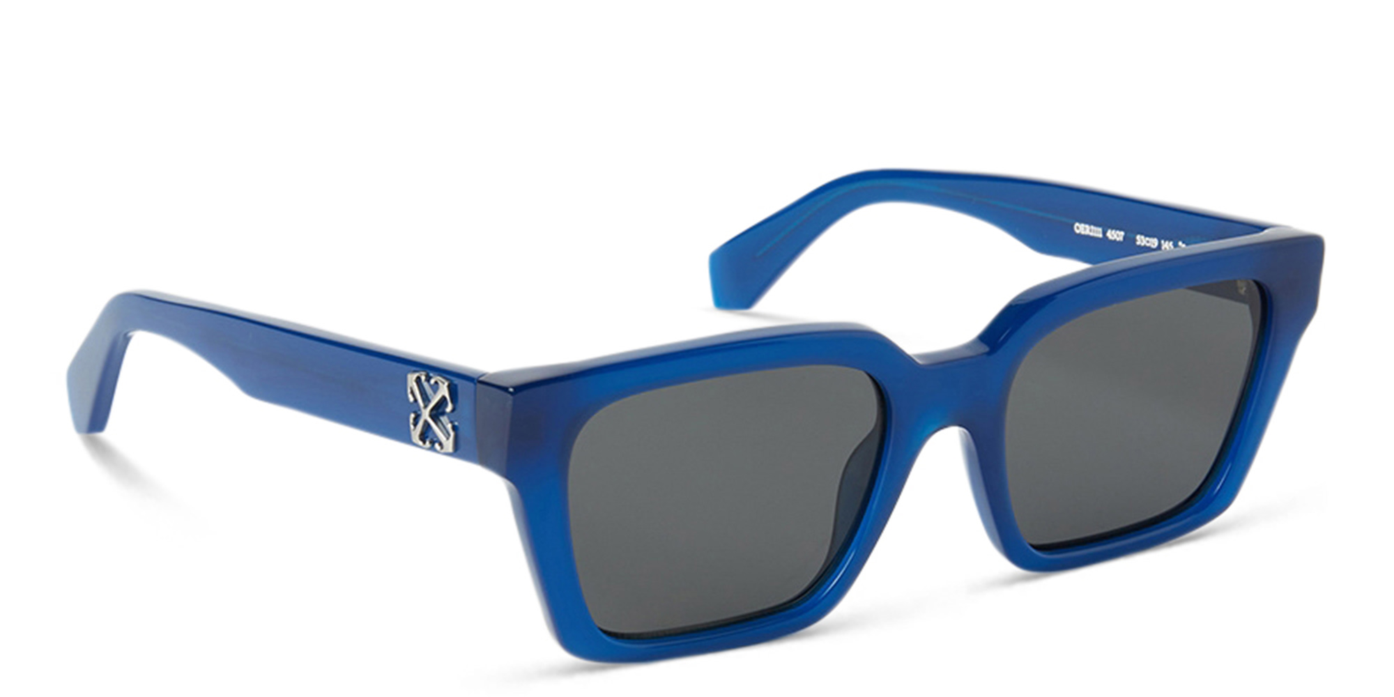 Shop OFF WHITE Branson Unisex Rectangle Sunglasses in Blue online.