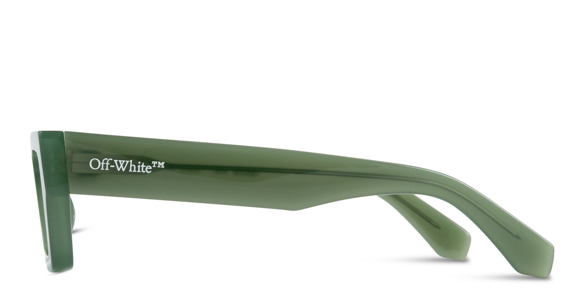 Shop OFF WHITE Manchester Unisex Rectangle Sunglasses in Green online.
