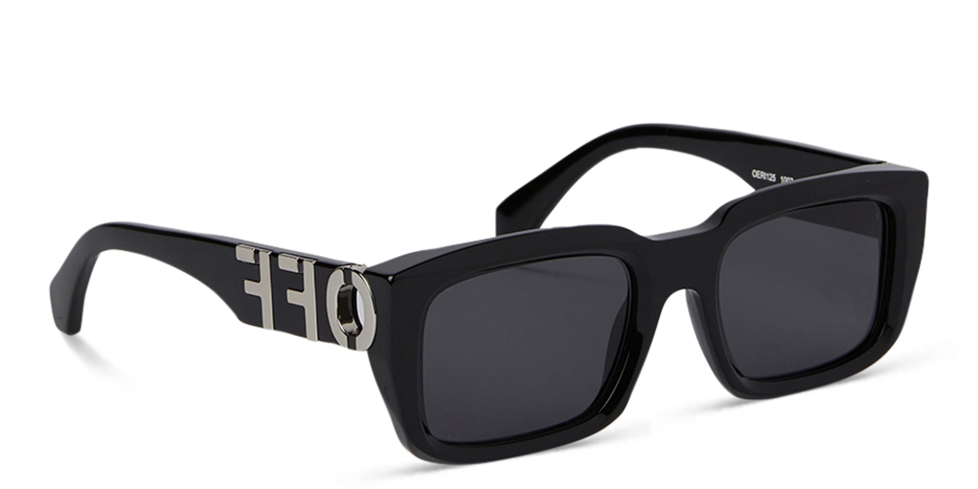 Shop OFF WHITE Hays Unisex Rectangle Sunglasses in Black online.