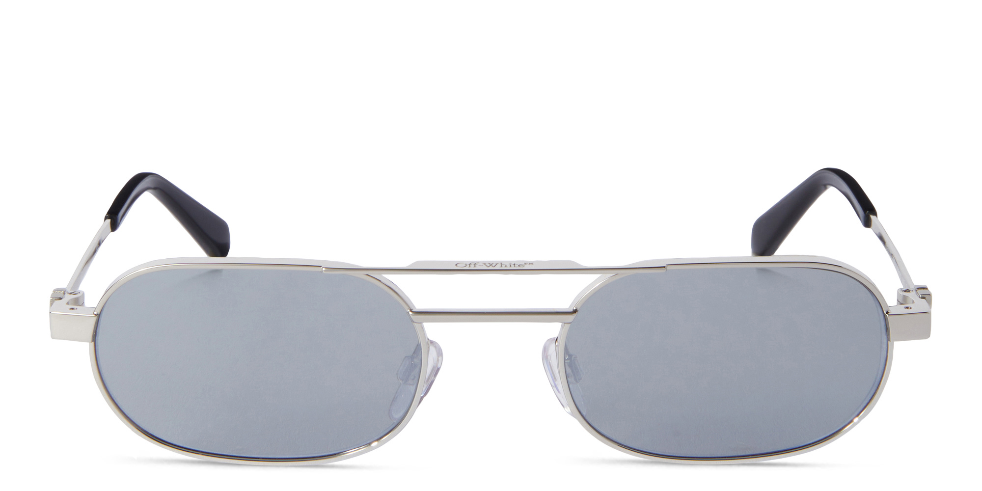 Shop OFF WHITE Arrows Motif Unisex Oval Sunglasses in Silver online.