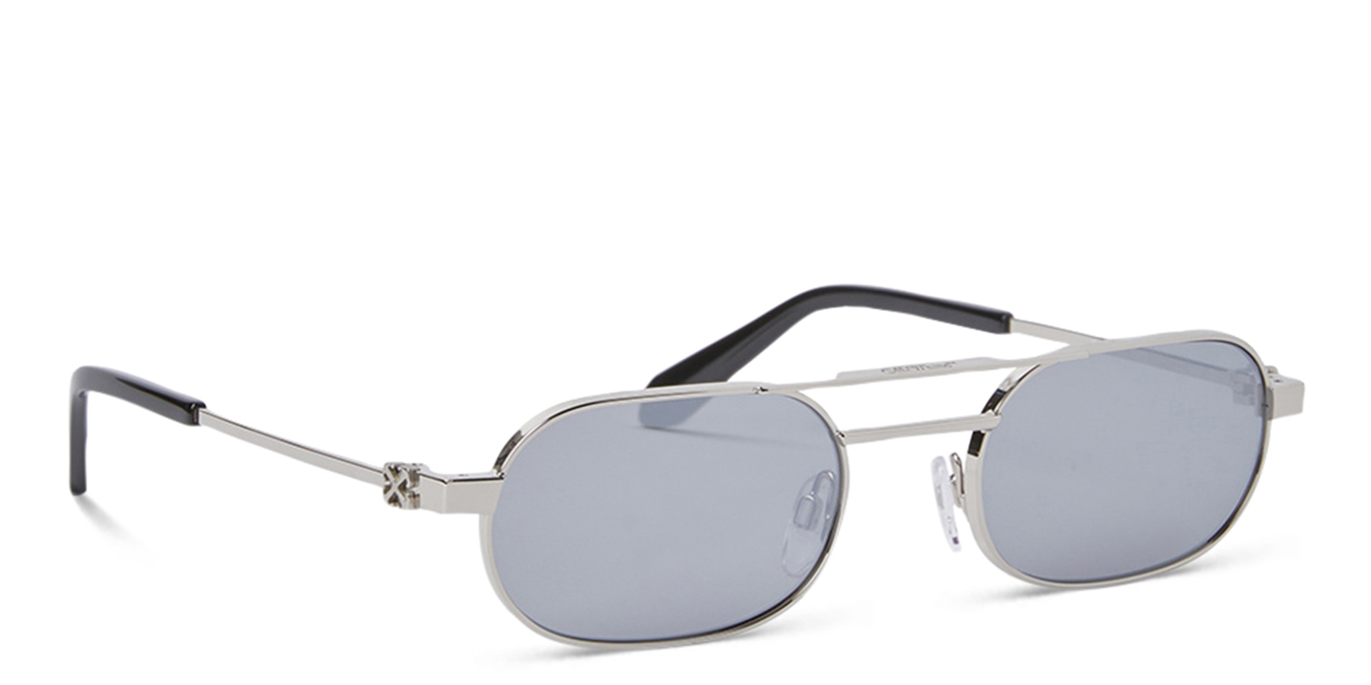 Shop OFF WHITE Arrows Motif Unisex Oval Sunglasses in Silver online.