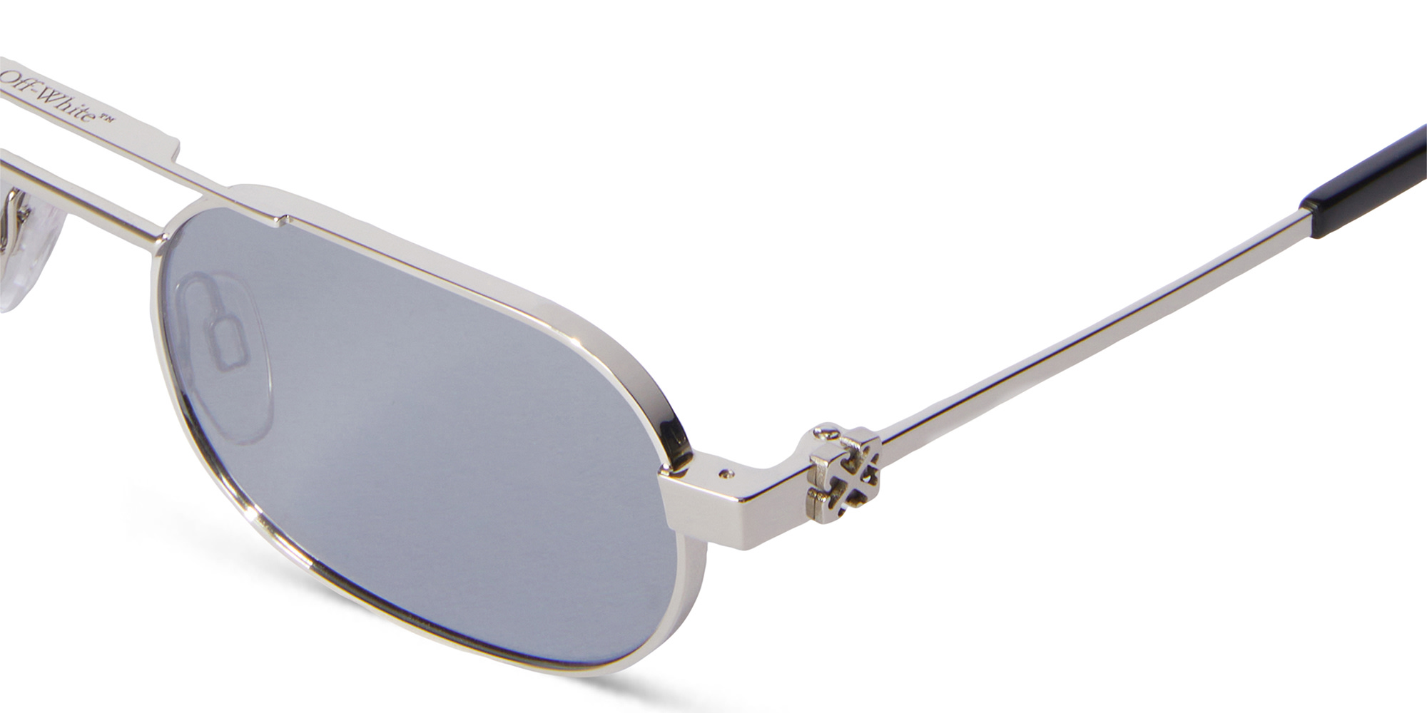 Shop OFF WHITE Arrows Motif Unisex Oval Sunglasses in Silver online.