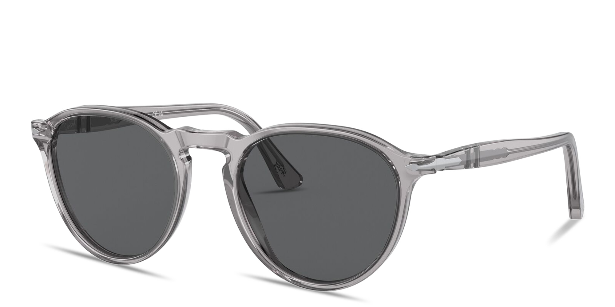 Shop PERSOL Arrow Unisex Round Sunglasses in Transparent Grey online.