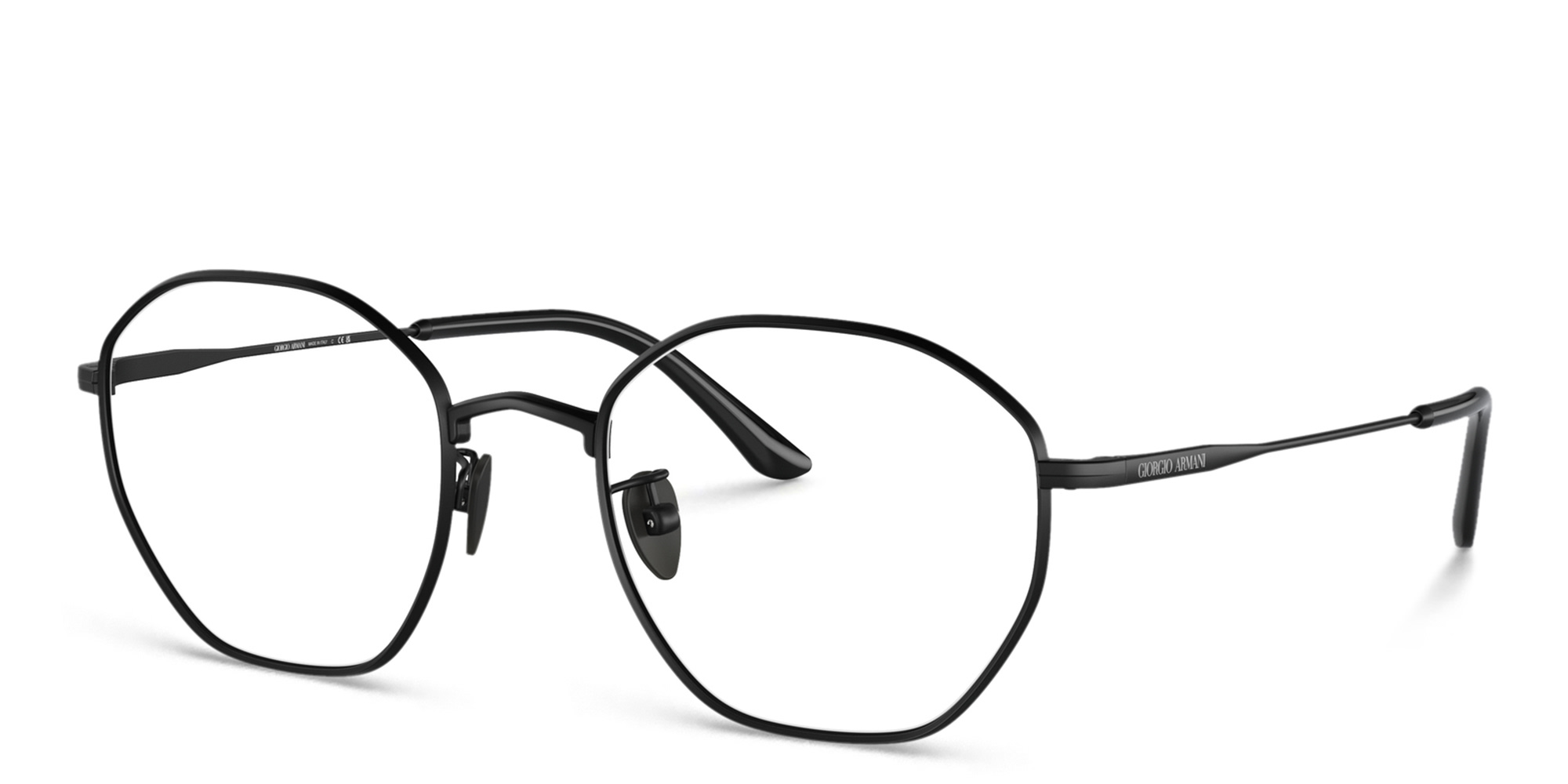 Shop GIORGIO ARMANI Irregular Eyeglasses in Matte Black online.