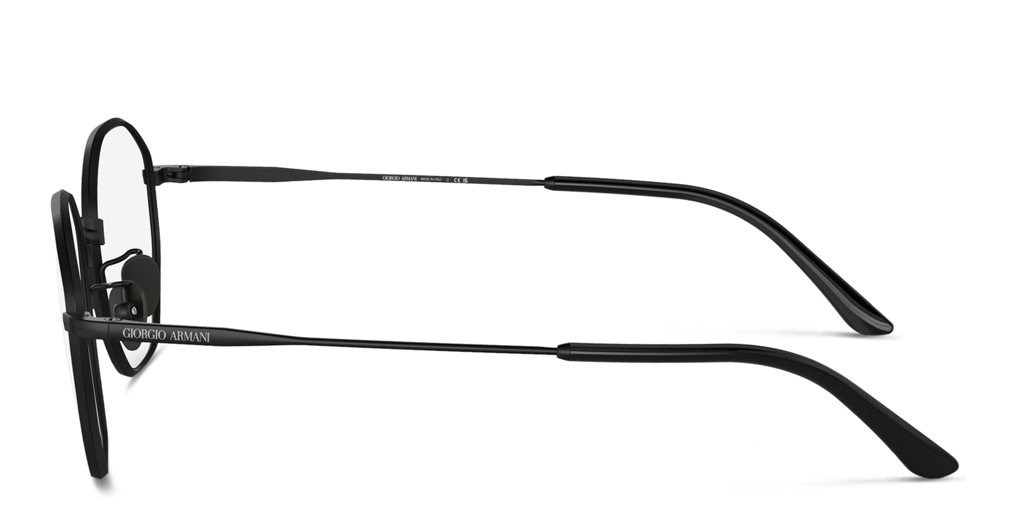 Shop GIORGIO ARMANI Irregular Eyeglasses in Matte Black online.