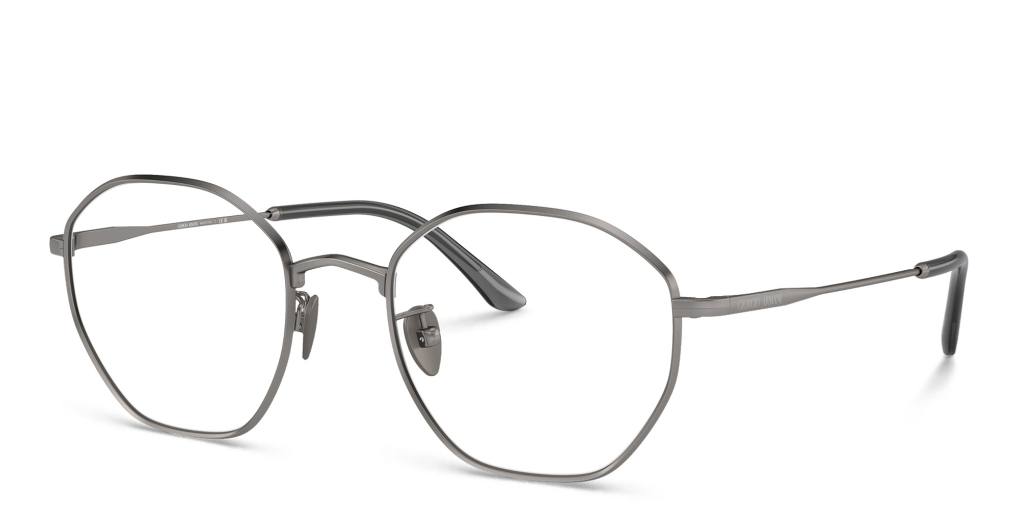 Shop GIORGIO ARMANI Irregular Eyeglasses in Matte Gunmetal online.