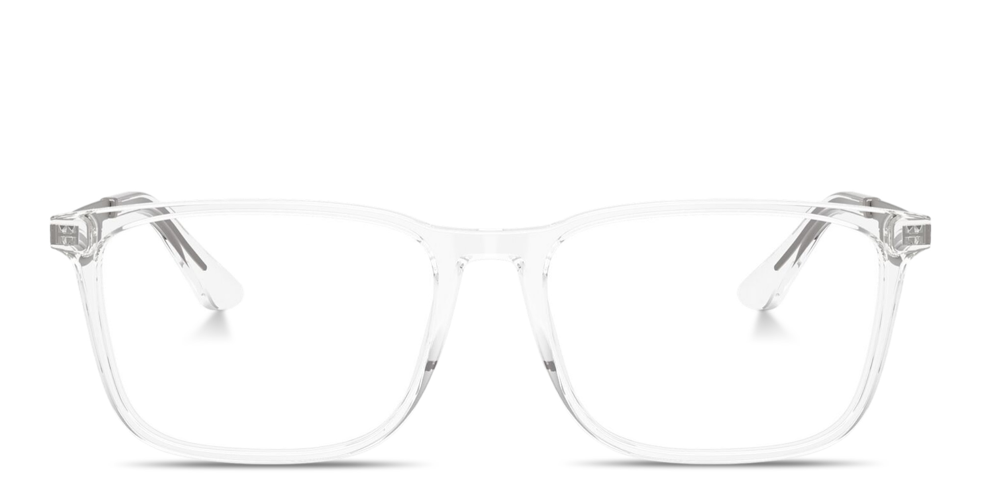 Shop GIORGIO ARMANI Engraved Logo Wide Rectangle Eyeglasses in Clear online.