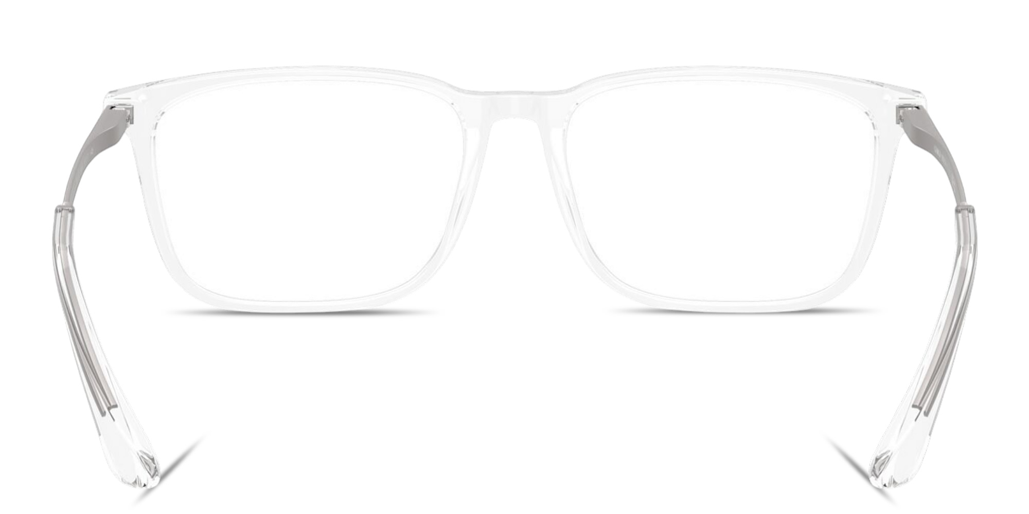 Shop GIORGIO ARMANI Engraved Logo Wide Rectangle Eyeglasses in Clear online.