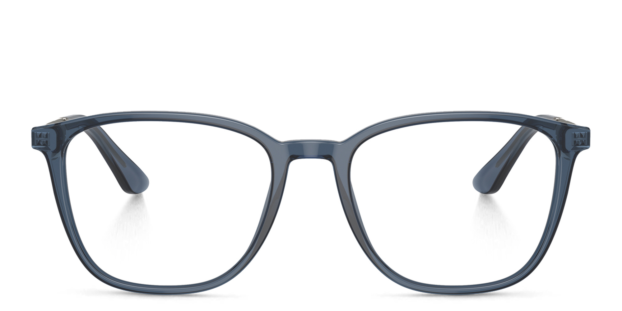 Shop GIORGIO ARMANI Square Eyeglasses in Transparent Blue online.
