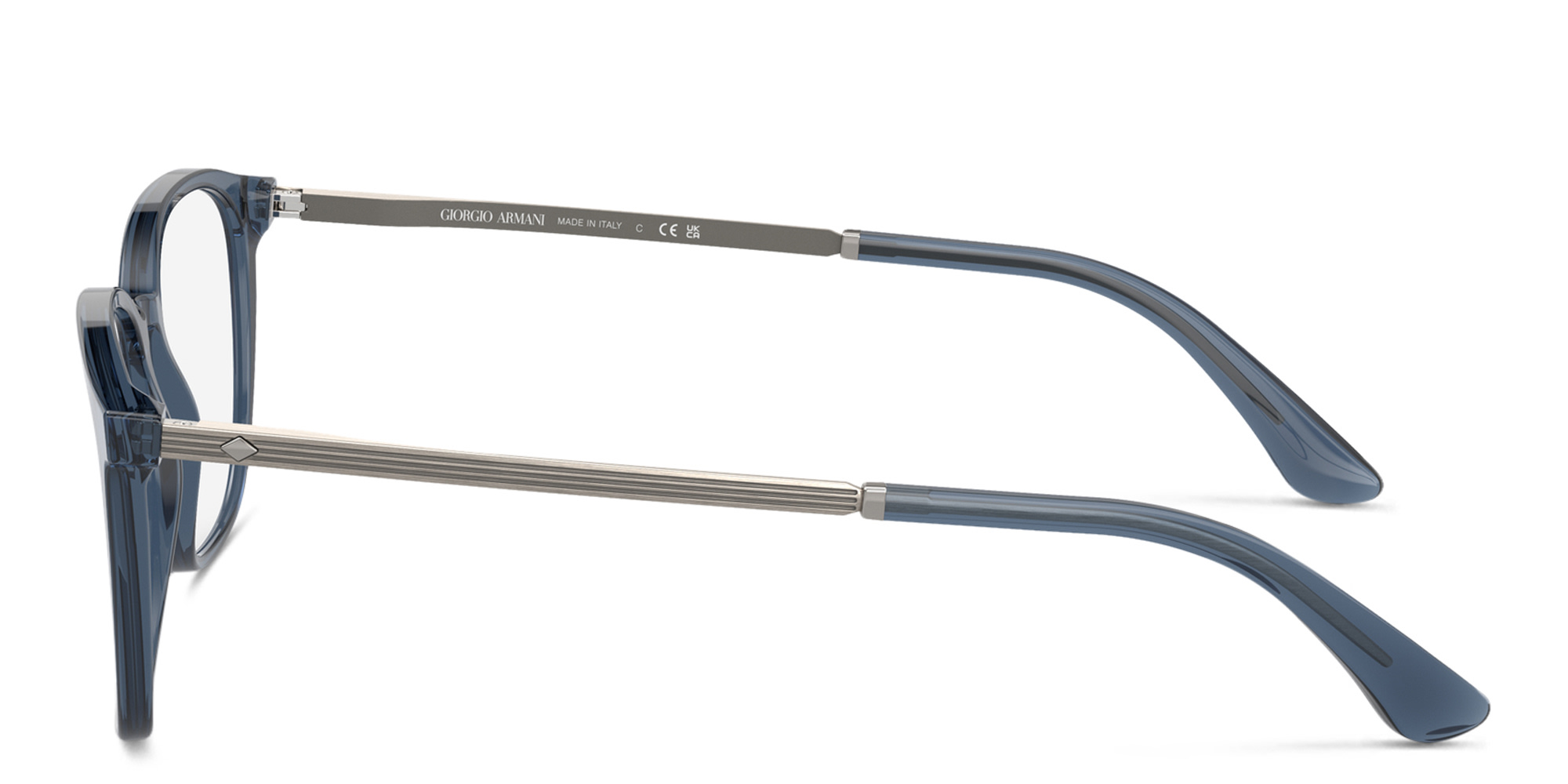 Shop GIORGIO ARMANI Square Eyeglasses in Transparent Blue online.