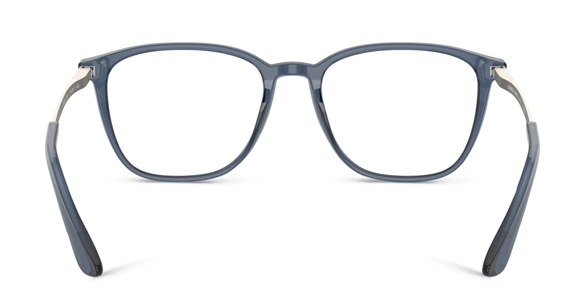 Shop GIORGIO ARMANI Square Eyeglasses in Transparent Blue online.