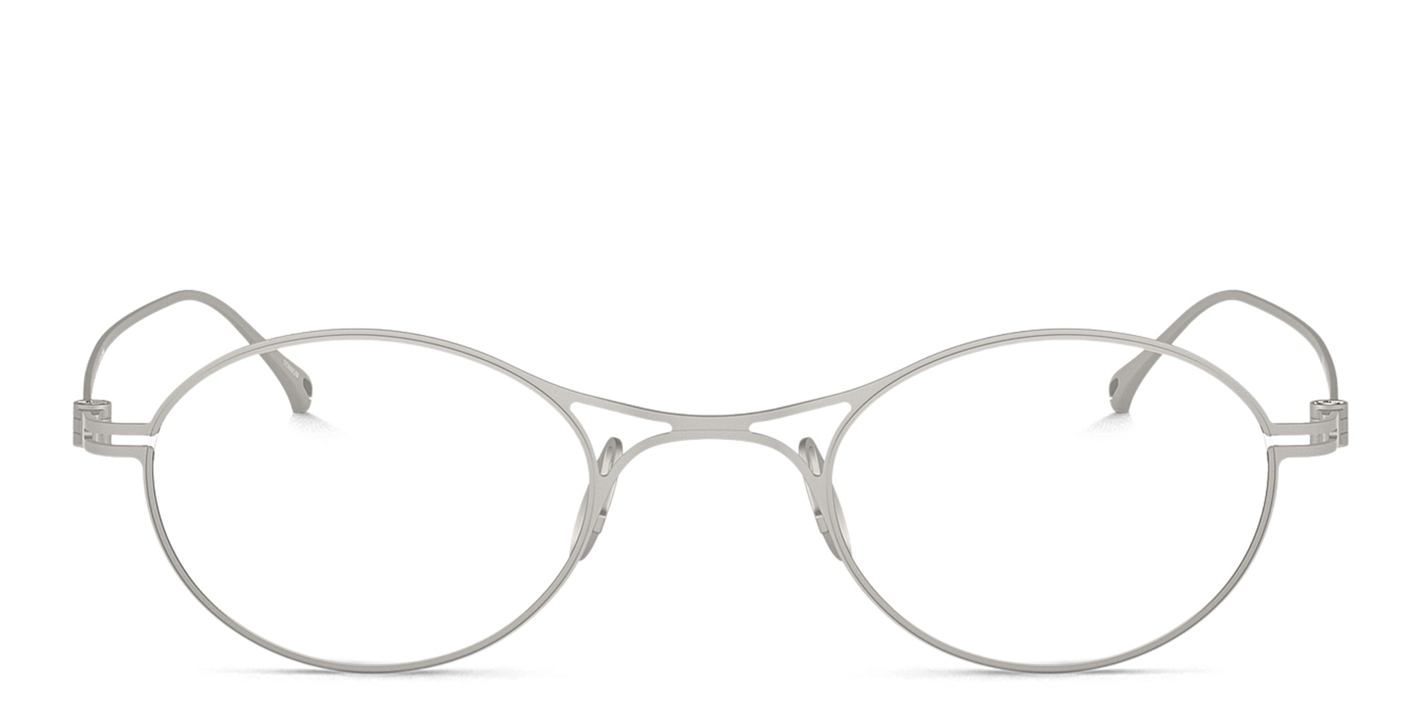 تسوق نظارات طبية بتصميم دابل داتش بإطار بيضاوي جورجو أرماني بلون فضي مطفي أونلاين.