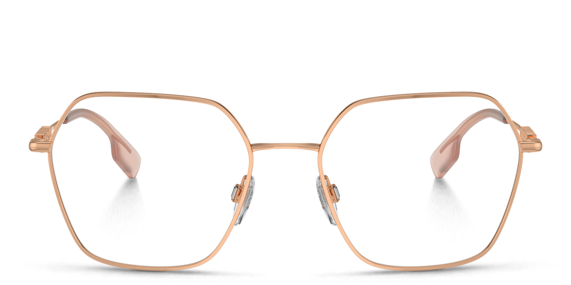 BURBERRY Logo Irregular Eyeglasses in Rose Gold – Product Photo 1