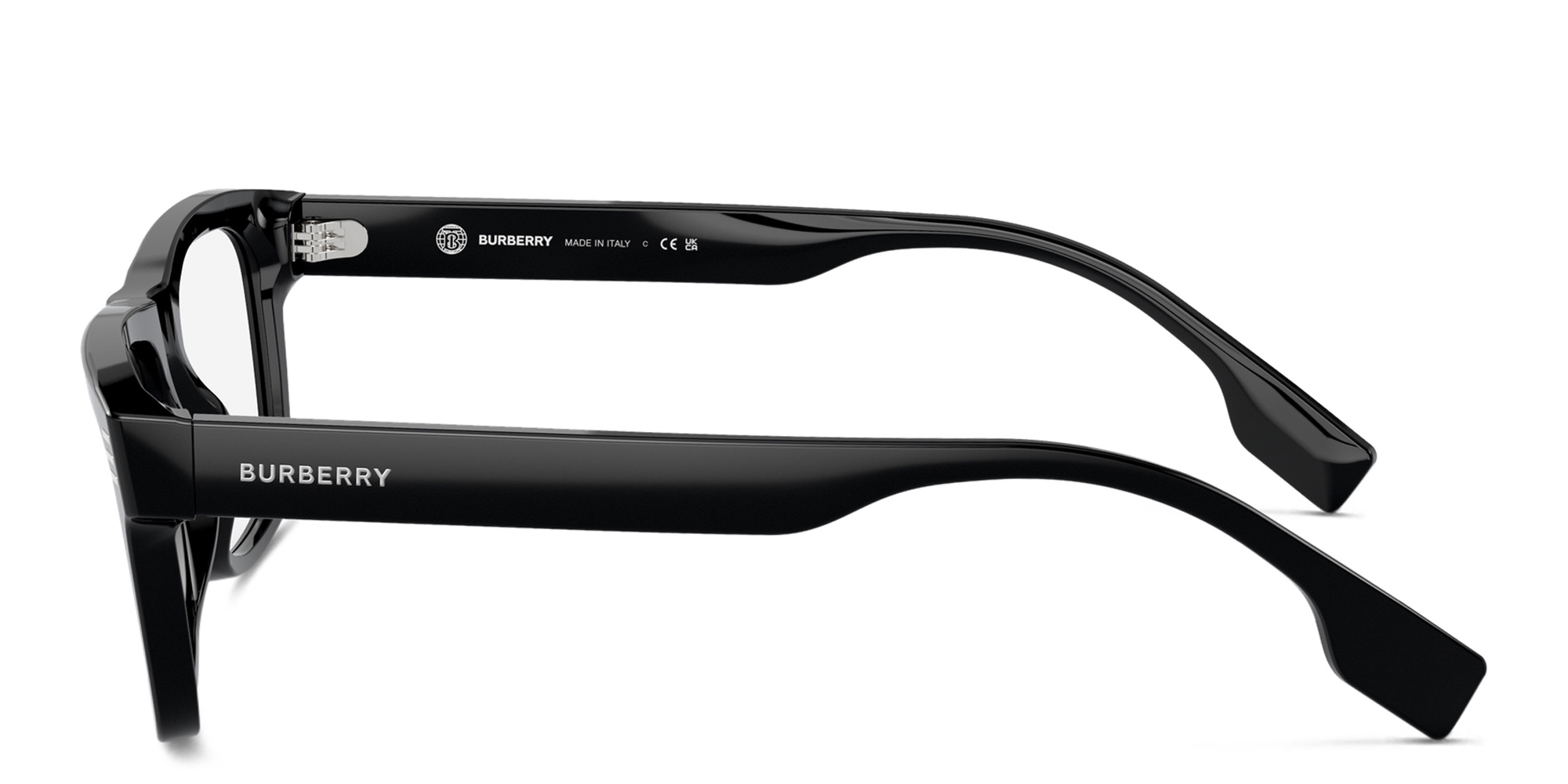 Shop BURBERRY Wide Square Eyeglasses in Black online.