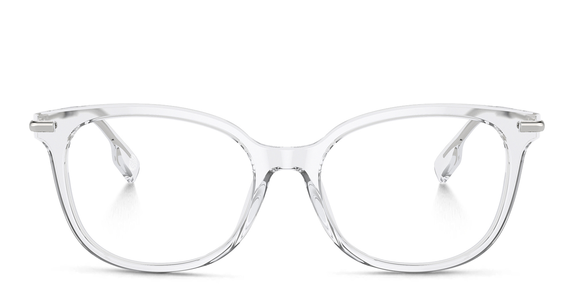 Shop BURBERRY Logo Square Eyeglasses in Trasparent online.
