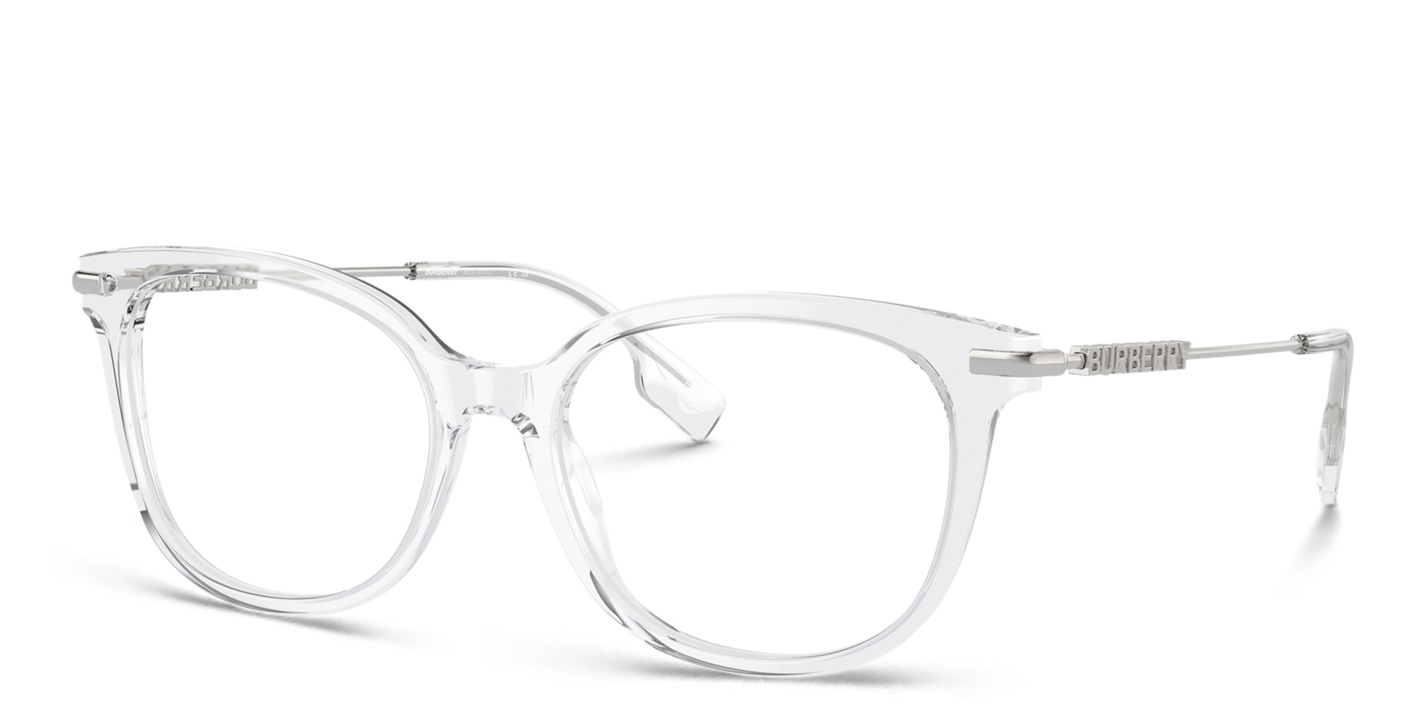 Shop BURBERRY Logo Square Eyeglasses in Trasparent online.