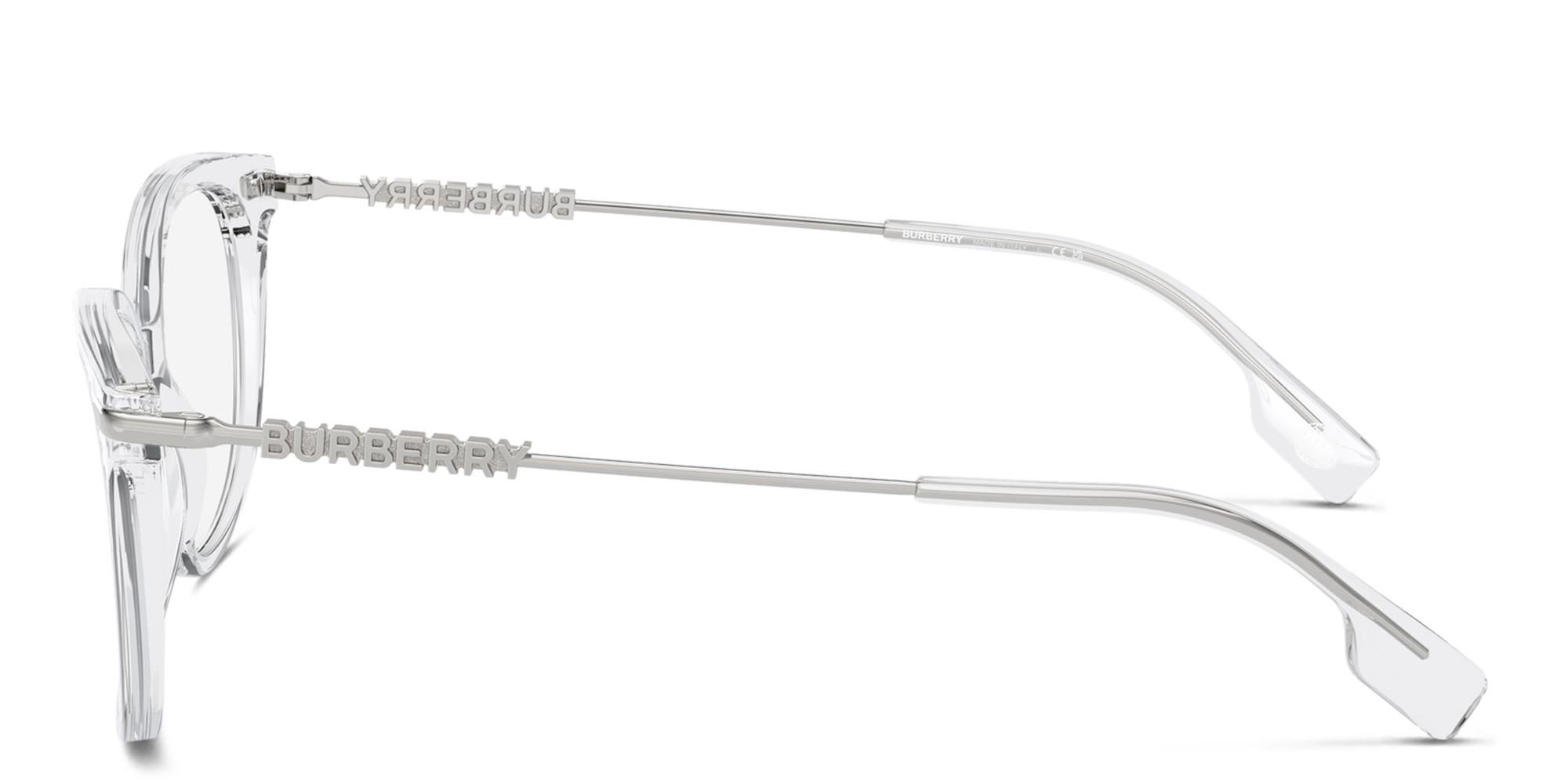 Shop BURBERRY Logo Square Eyeglasses in Trasparent online.