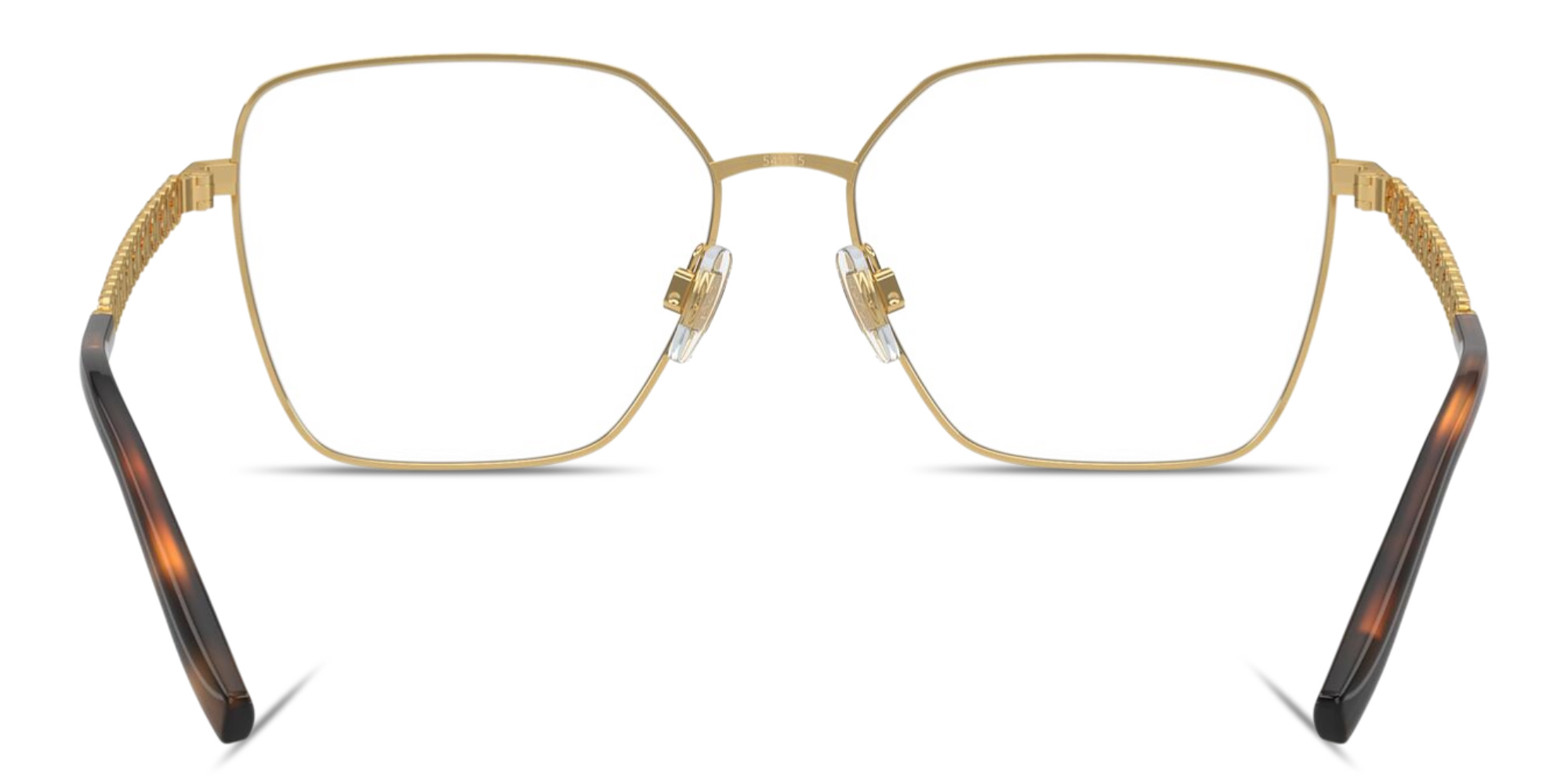 Shop Dolce & Gabbana DG Logo Wide Square Eyeglasses in Gold online.