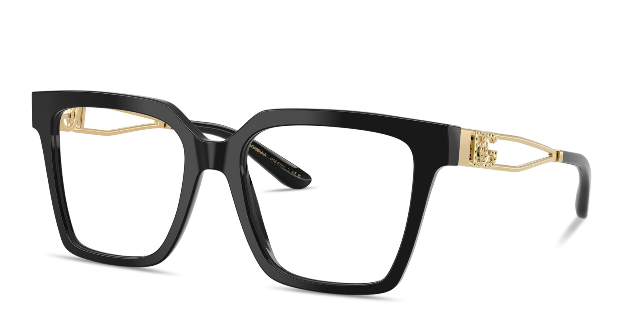 Shop Dolce & Gabbana DG Logo Square Eyeglasses in Black online.