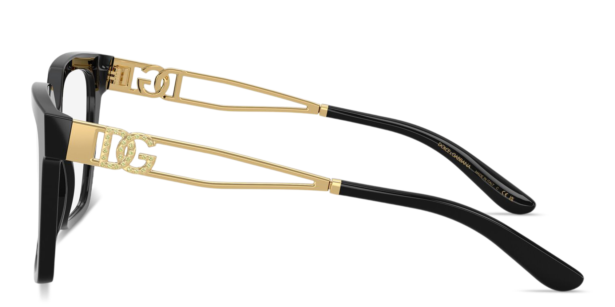 Shop Dolce & Gabbana DG Logo Square Eyeglasses in Black online.