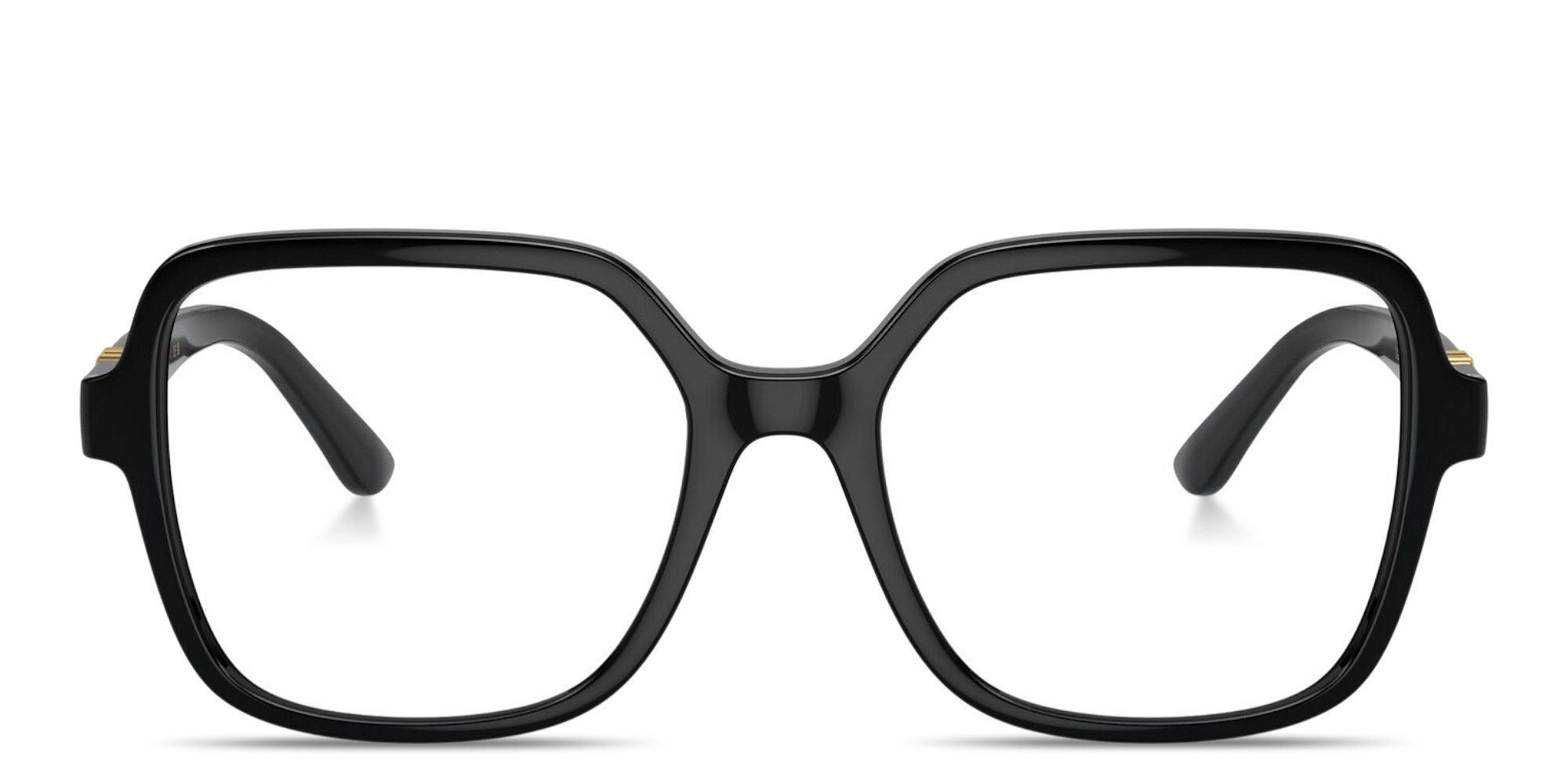 Shop Dolce & Gabbana DG Oversized Wide Square Eyeglasses in Black online.
