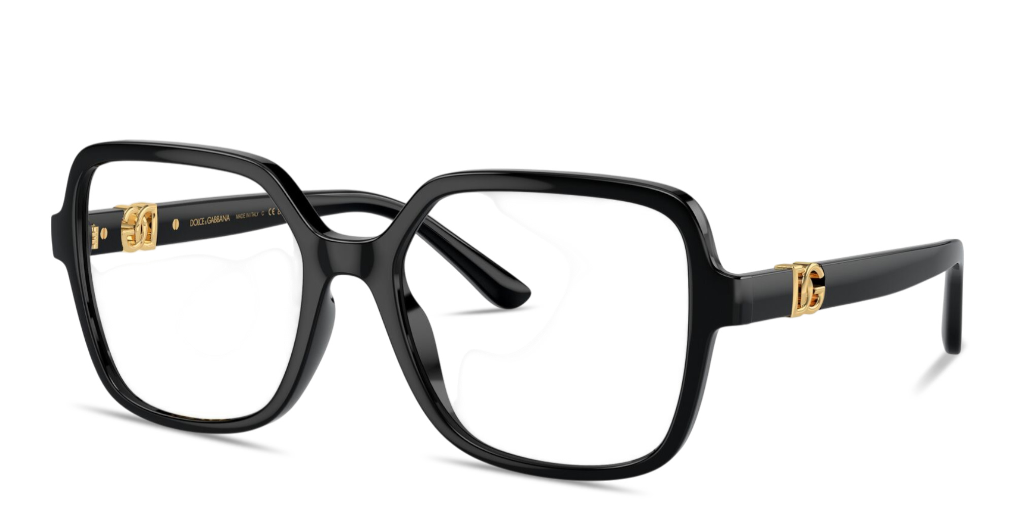Shop Dolce & Gabbana DG Oversized Wide Square Eyeglasses in Black online.