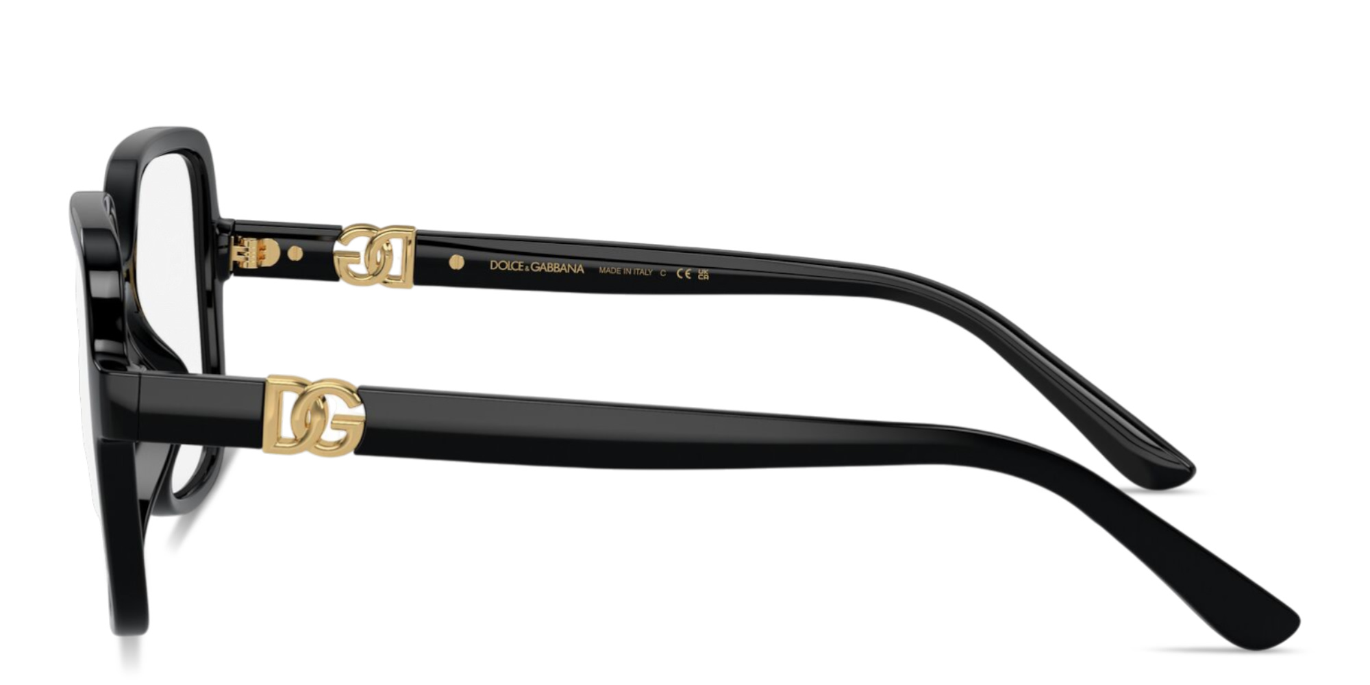 Shop Dolce & Gabbana DG Oversized Wide Square Eyeglasses in Black online.