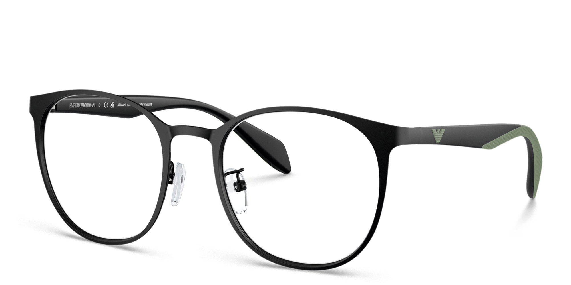 Shop Emporio Armani Panthos Eyeglasses in Matte Black online.