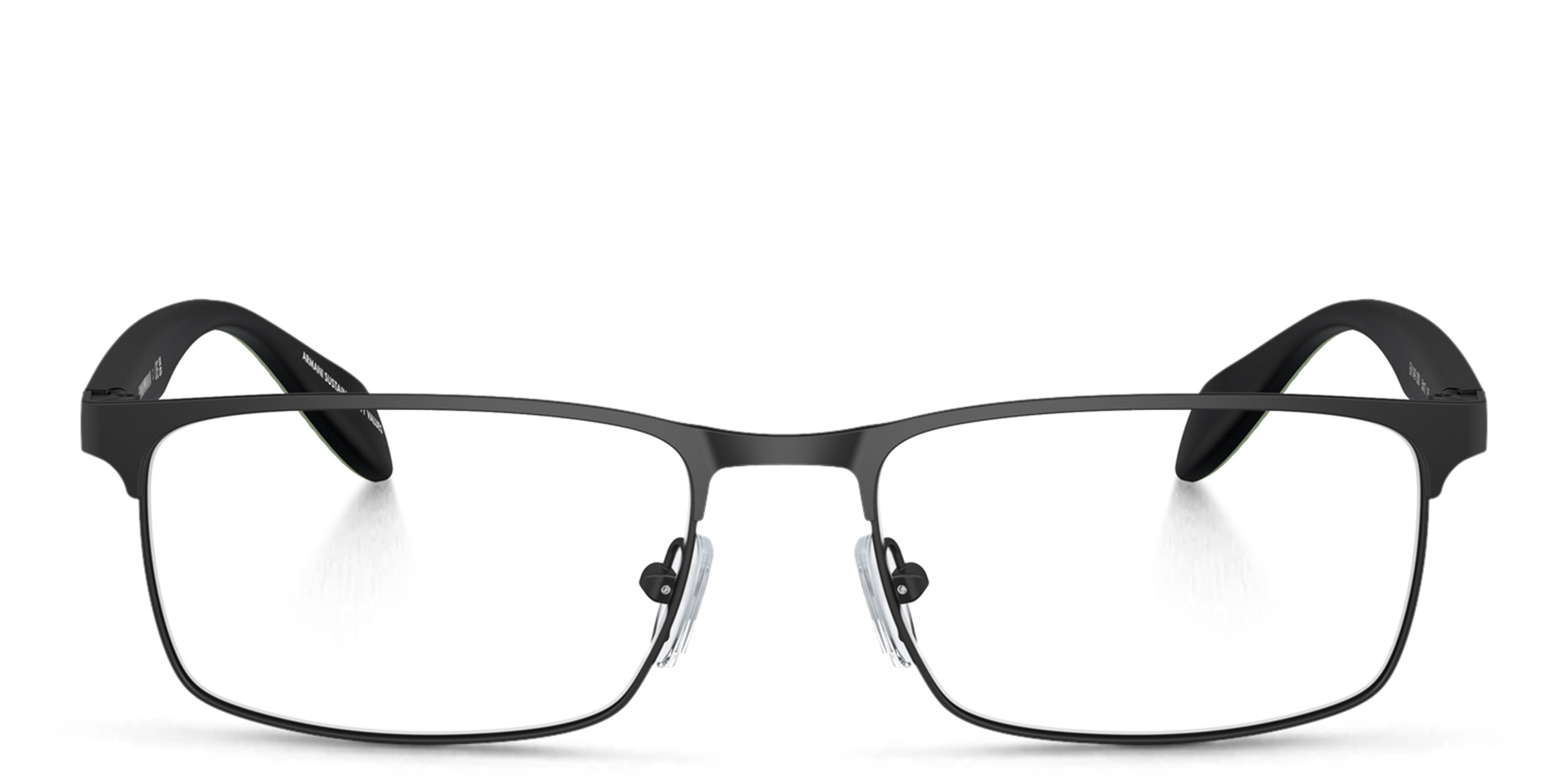 Shop Emporio Armani Wide Rectangle Eyeglasses in Matte Black online.