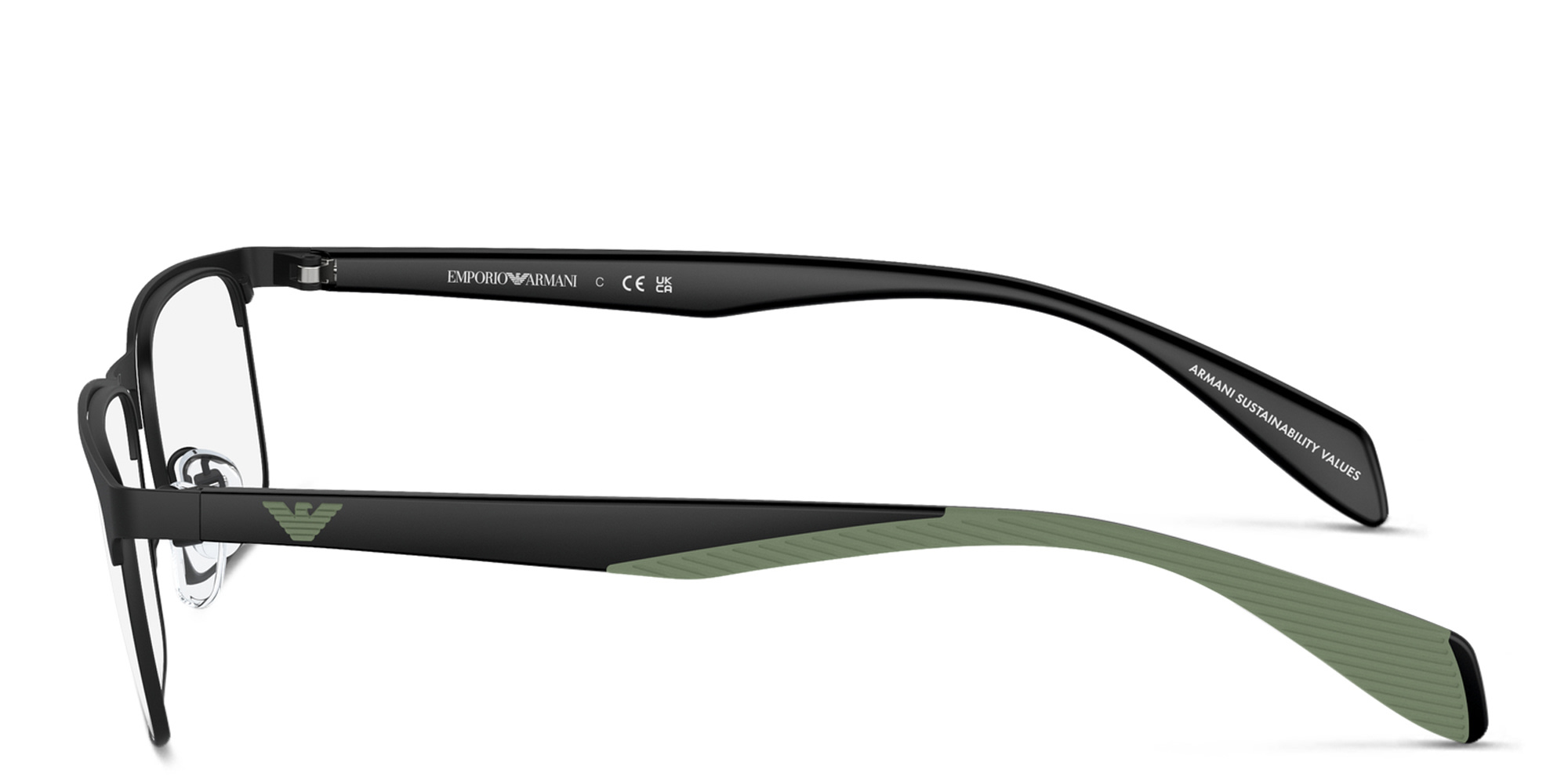 Shop Emporio Armani Wide Rectangle Eyeglasses in Matte Black online.