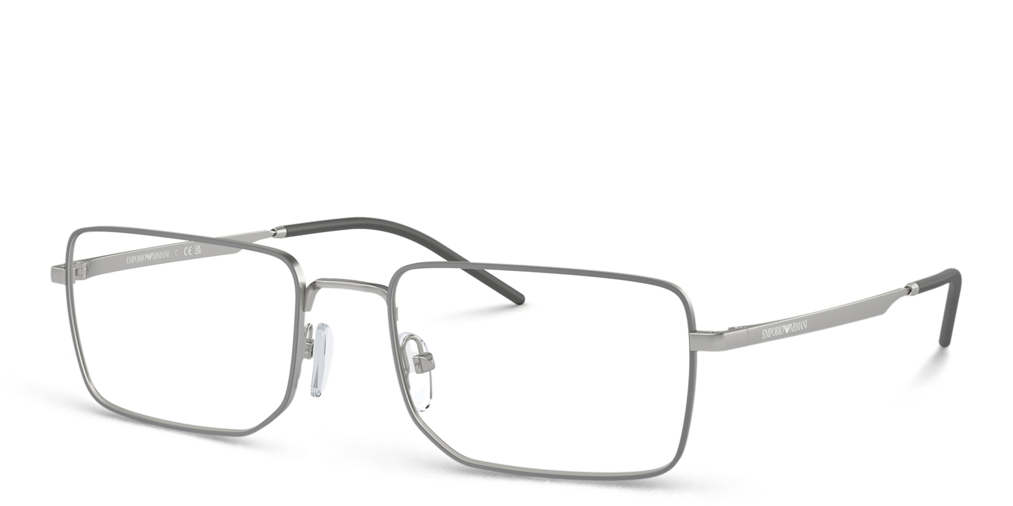 Emporio Armani Wide Rectangle Eyeglasses in Matte Silver – Product Photo 2