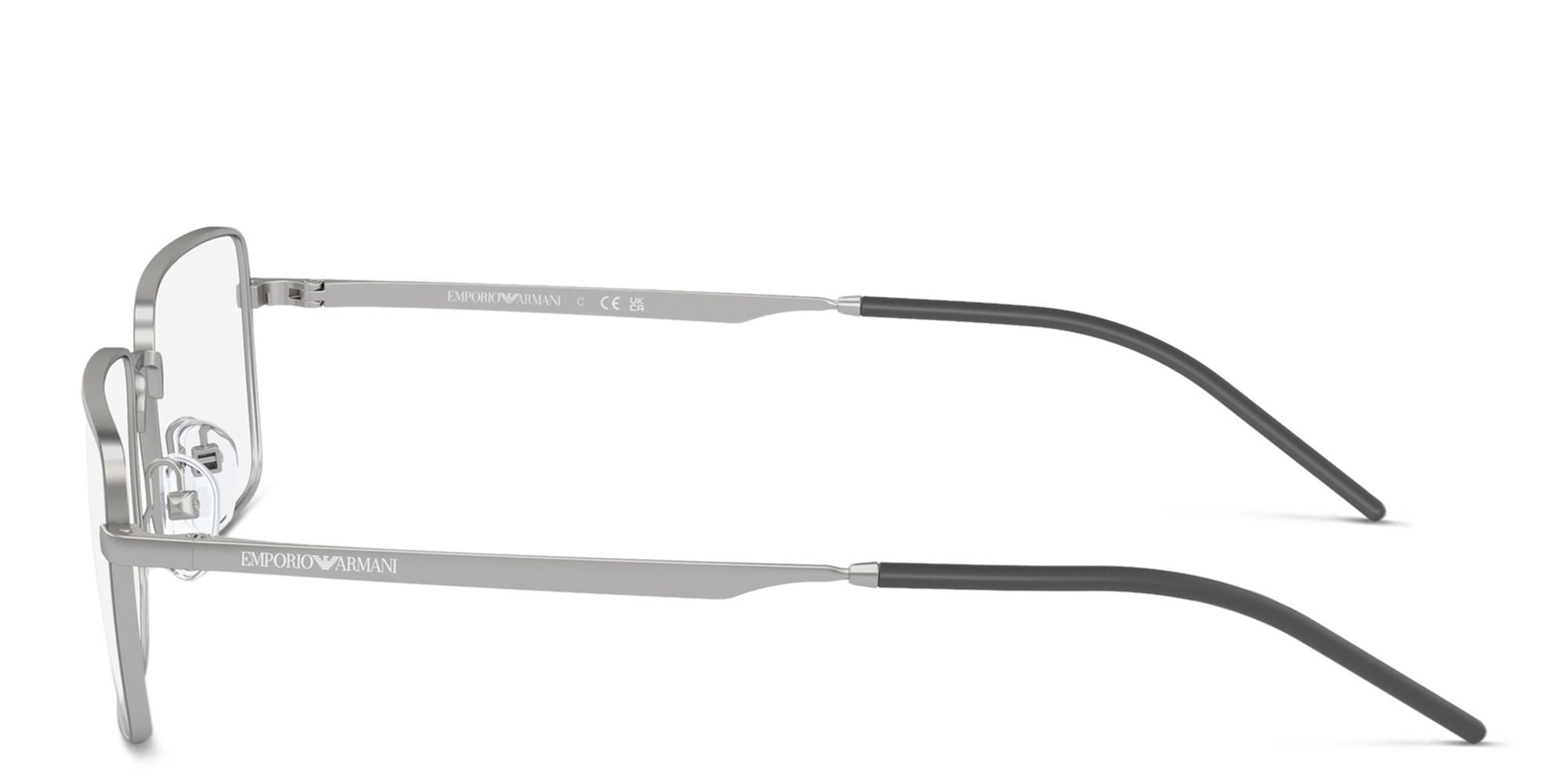 Emporio Armani Wide Rectangle Eyeglasses in Matte Silver – Product Photo 3