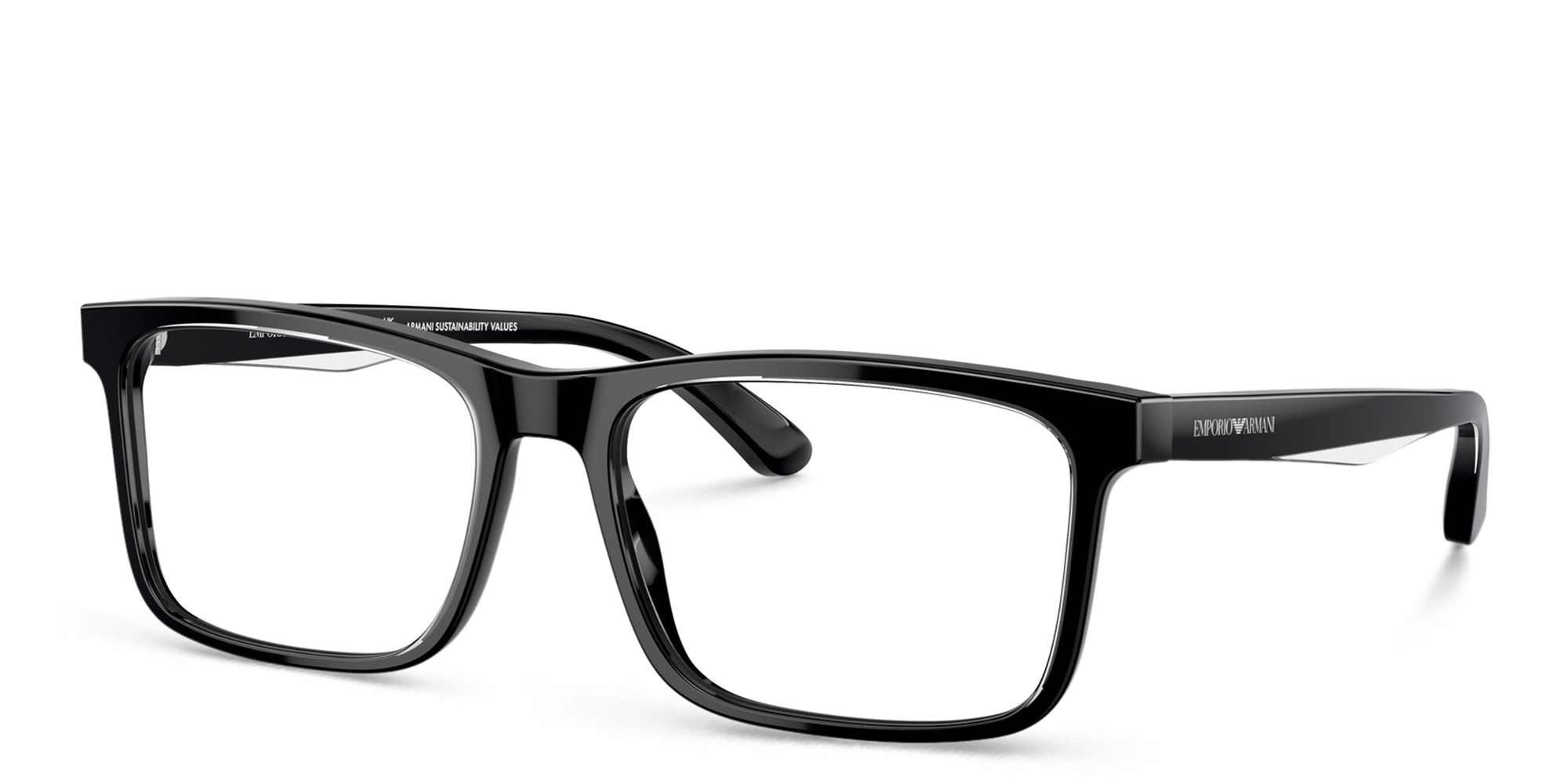 Shop Emporio Armani Wide Pillow Eyeglasses in Black online.