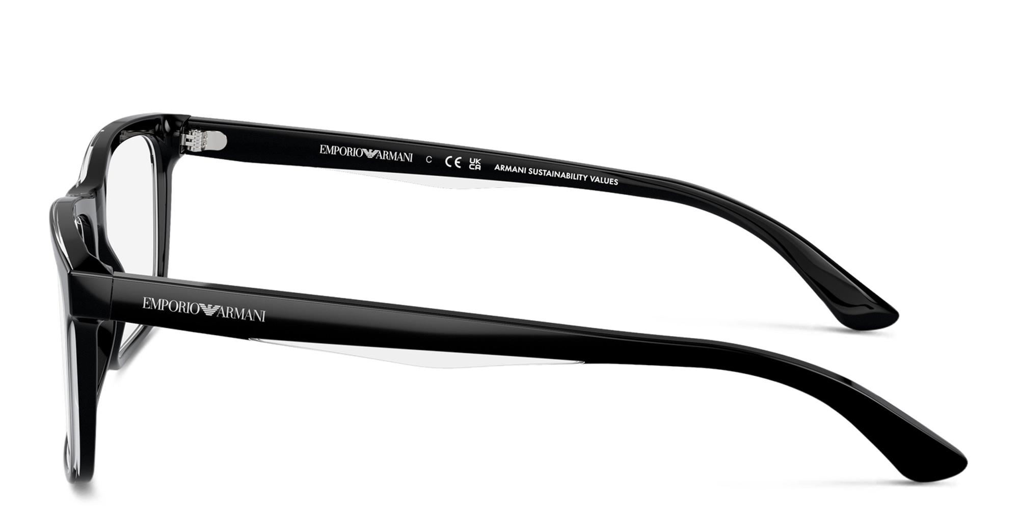 Shop Emporio Armani Wide Pillow Eyeglasses in Black online.